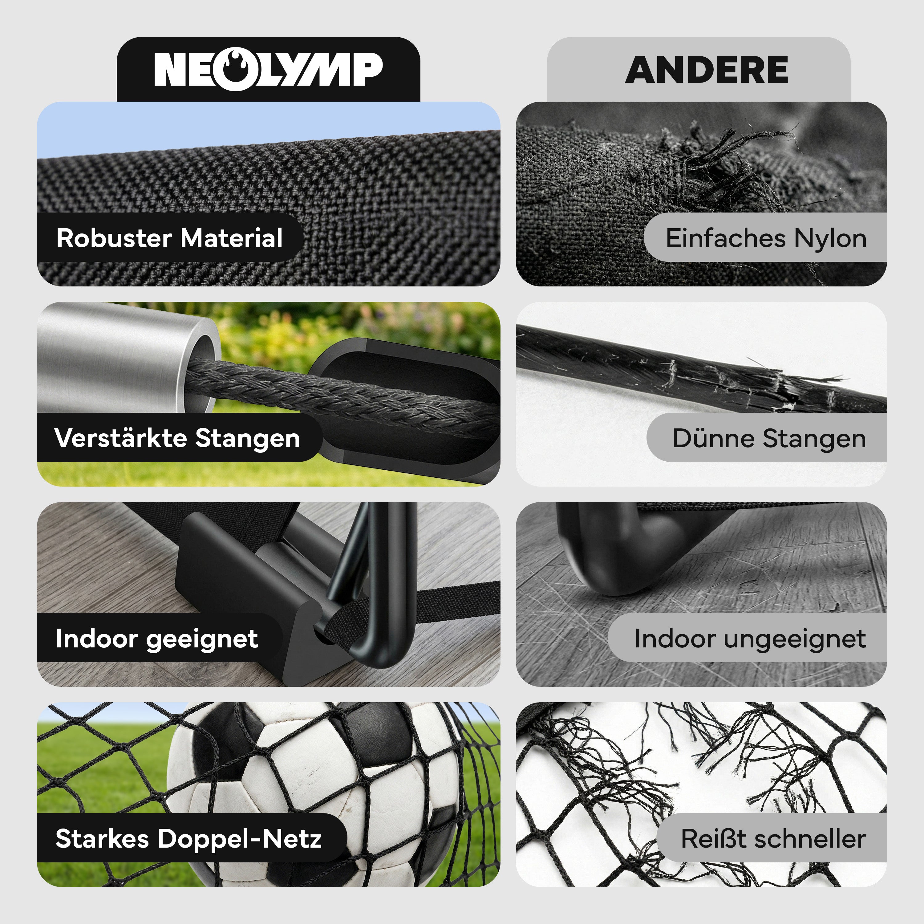Fußballtore 2er Set in schwarz - mit Fiberglass - B-Ware - - Outlet von NEOLYMP | Fitnessequipment und Sportartikel