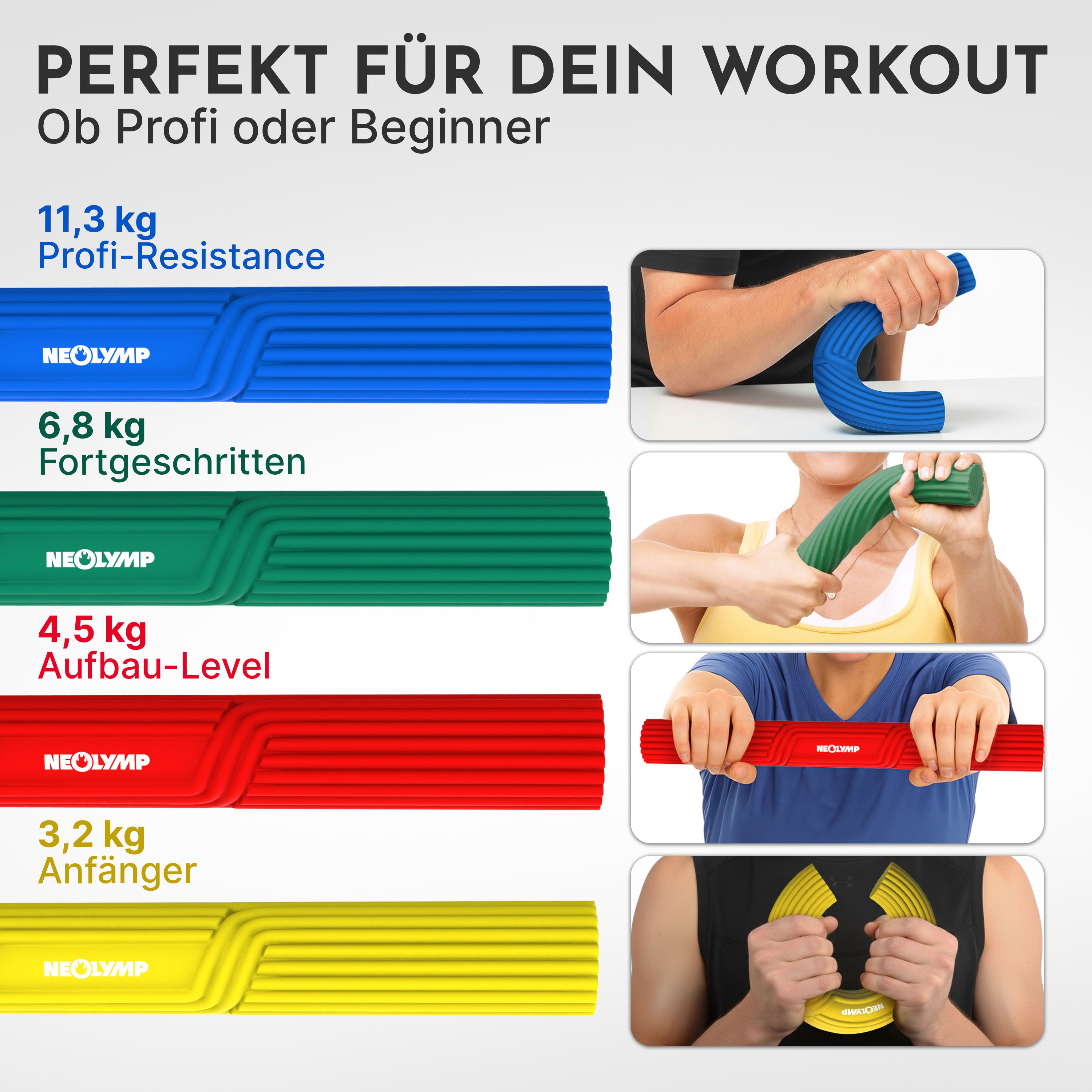 Flexbar Trainingsstab Handkraft-Trainer (4er Set) - - Sportgerät von NEOLYMP | Fitnessequipment und Sportartikel