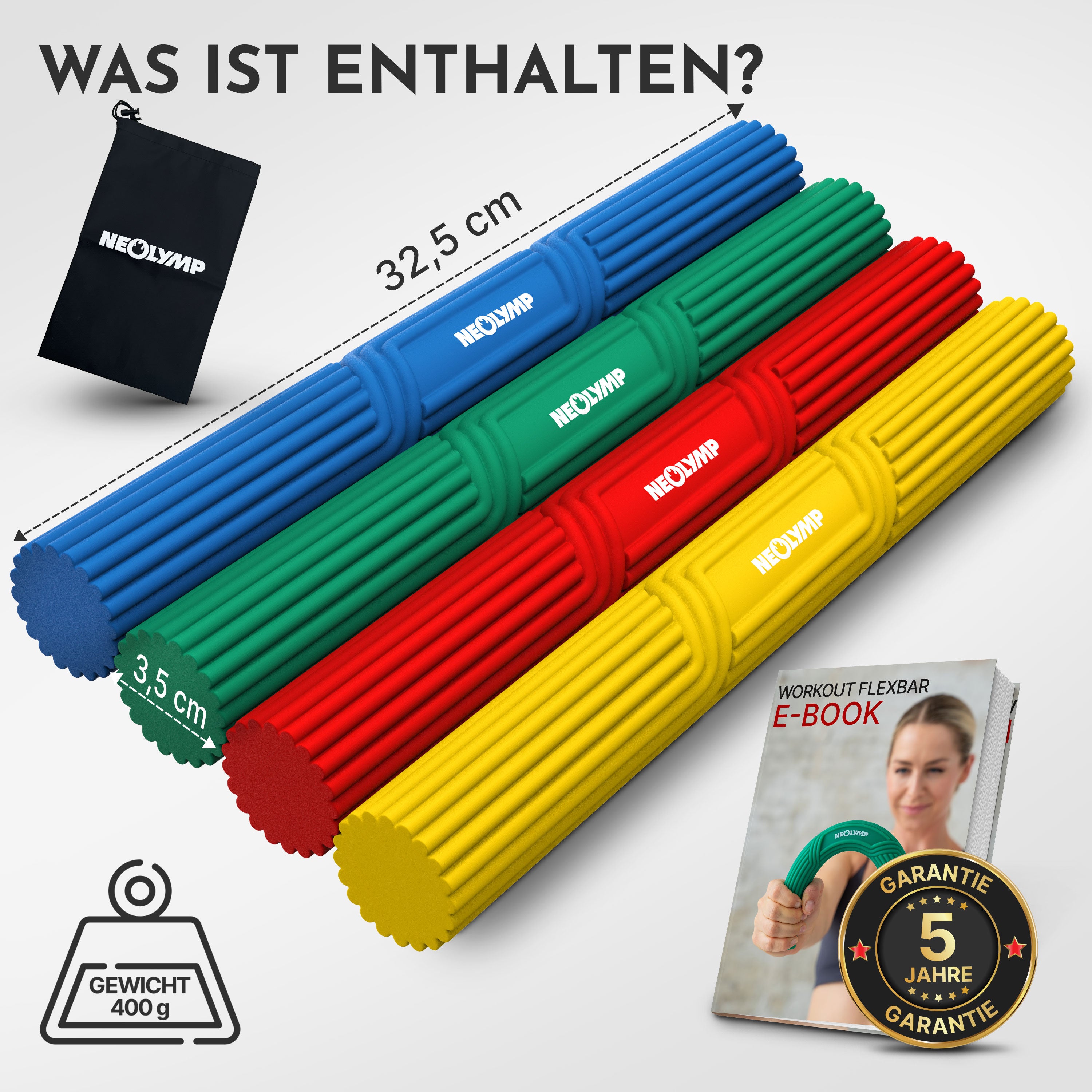 Flexbar Trainingsstab Handkraft-Trainer (4er Set) - 4er Set - Sportgerät von NEOLYMP | Fitnessequipment und Sportartikel