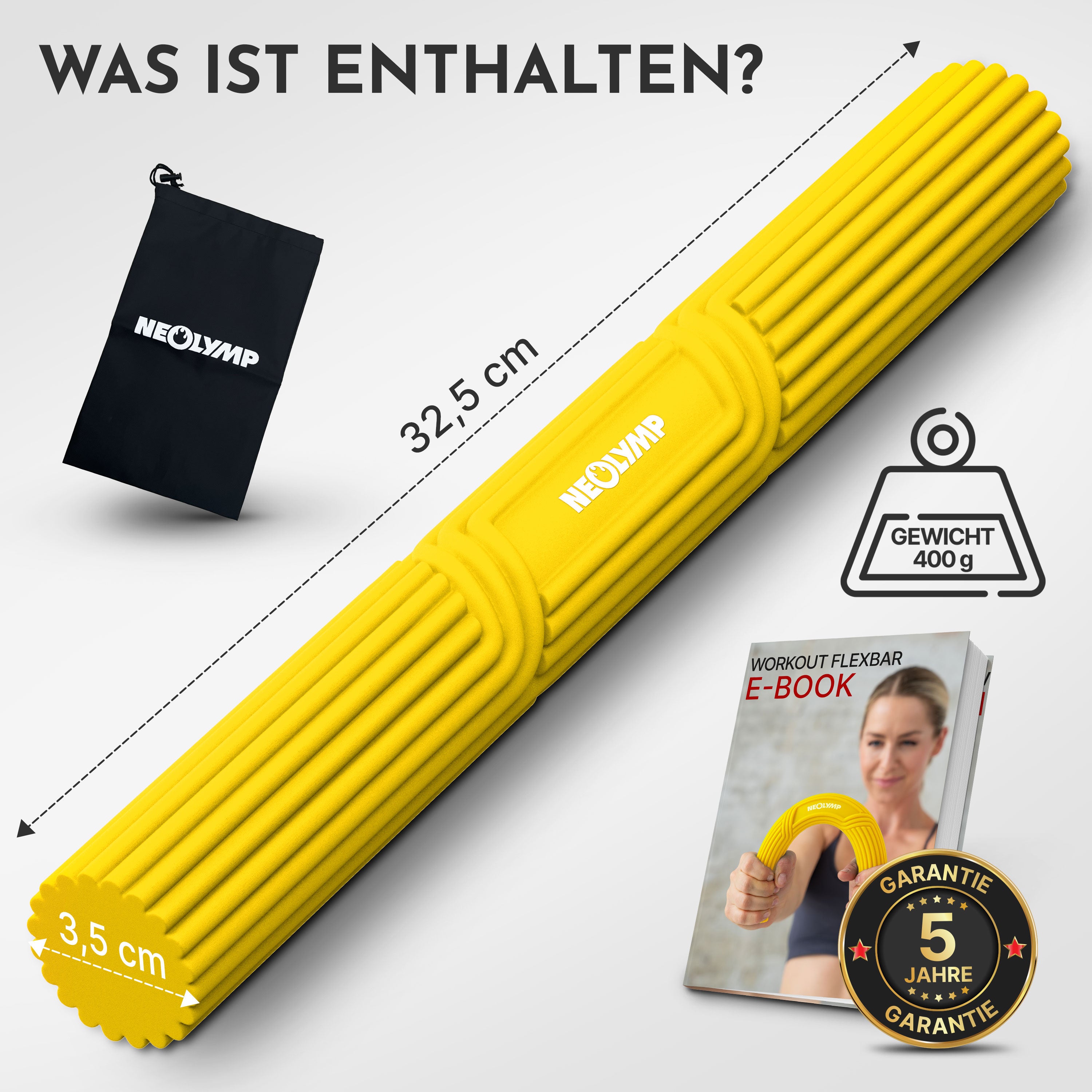 Flexbar Trainingsstab Handkraft-Trainer – 3.2 kg (gelb) (B‑Ware) - - Outlet von NEOLYMP | Fitnessequipment und Sportartikel