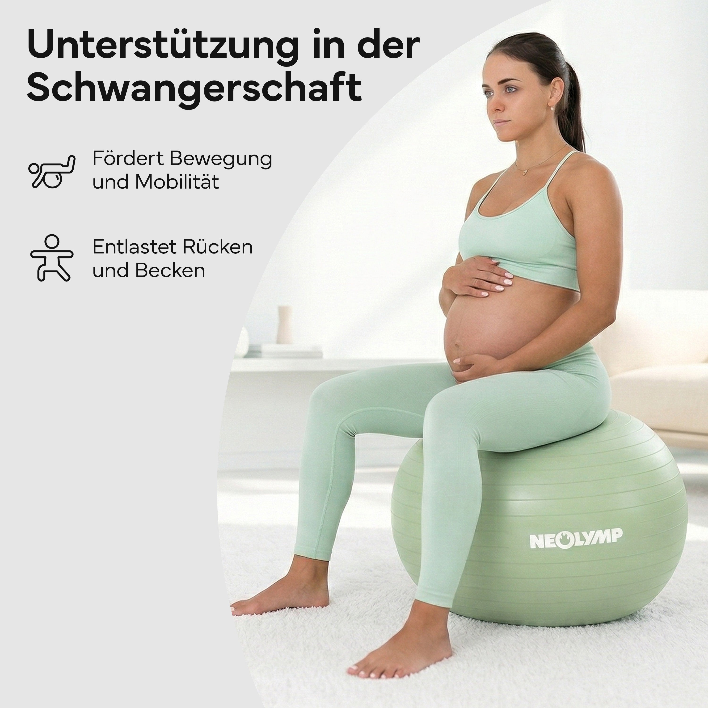 Gymnastikball - für aktives Sitzen, Recovery und Physio – Matcha / M (165 cm) | B-Ware - - Outlet von NEOLYMP | Fitnessequipment und Sportartikel