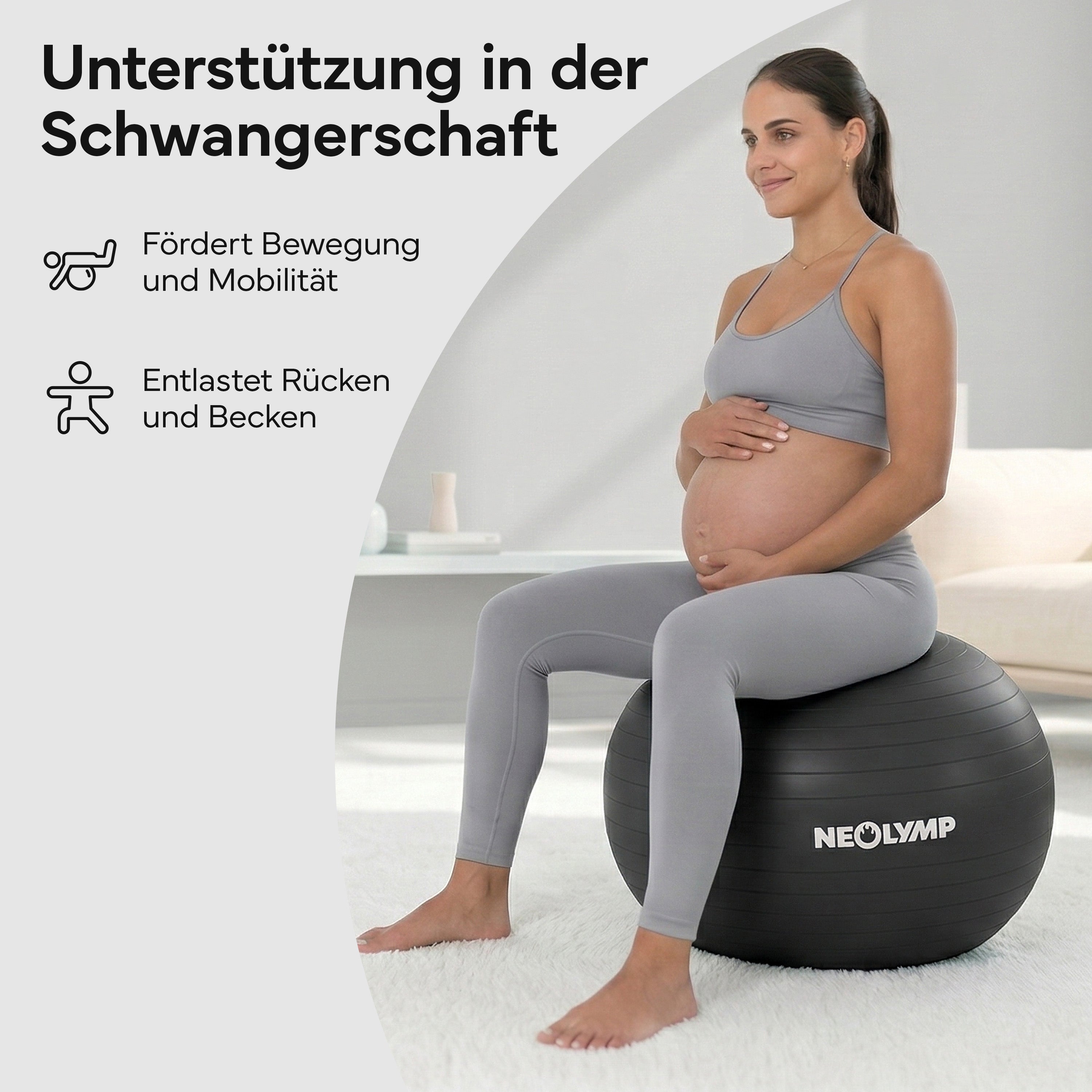 Gymnastikball - für aktives Sitzen, Recovery und Physio - Schwarz - Sportgerät von NEOLYMP | Fitnessequipment und Sportartikel