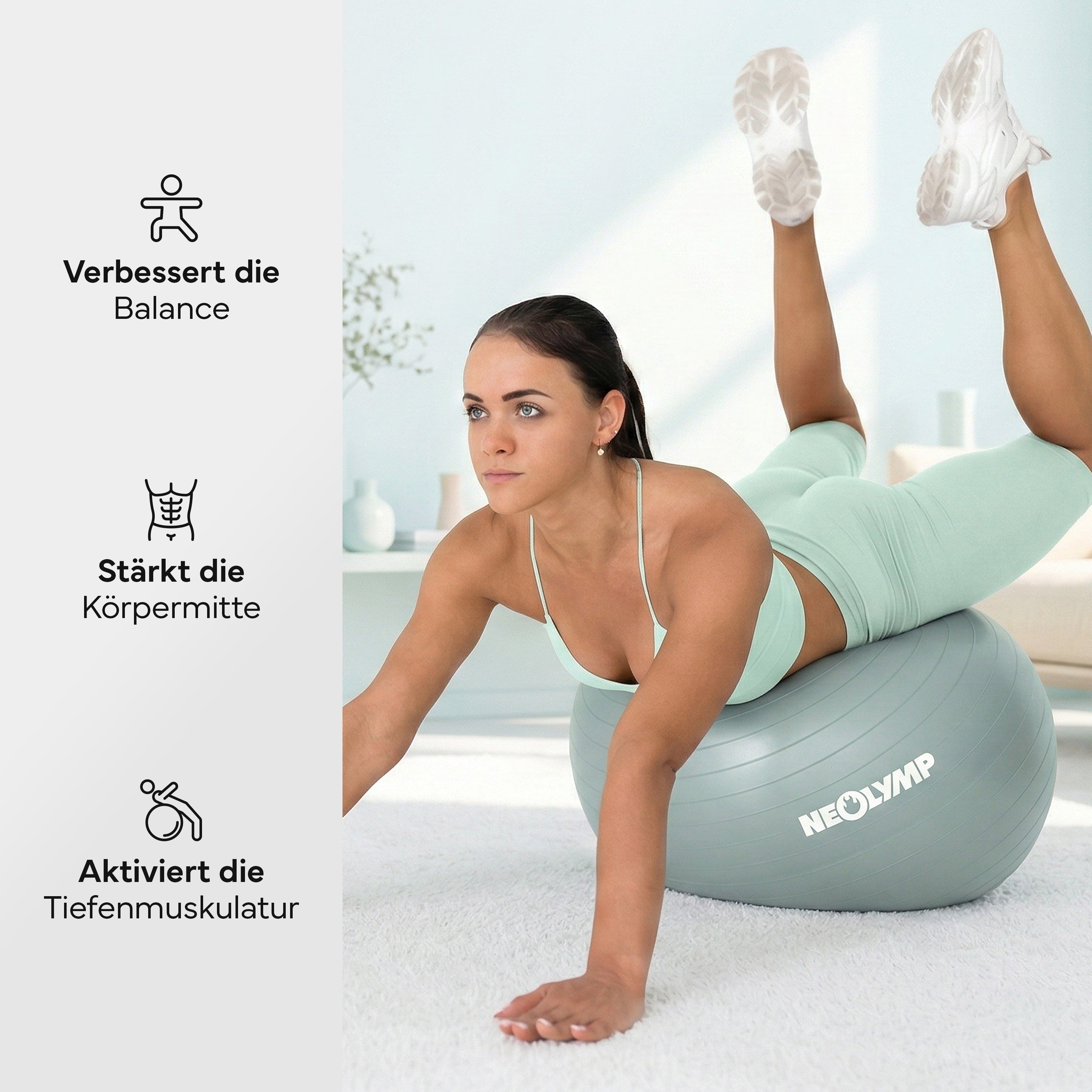 Gymnastikball - für aktives Sitzen, Recovery und Physio – Sky Blue / S (150 cm) | B-Ware - - Outlet von NEOLYMP | Fitnessequipment und Sportartikel