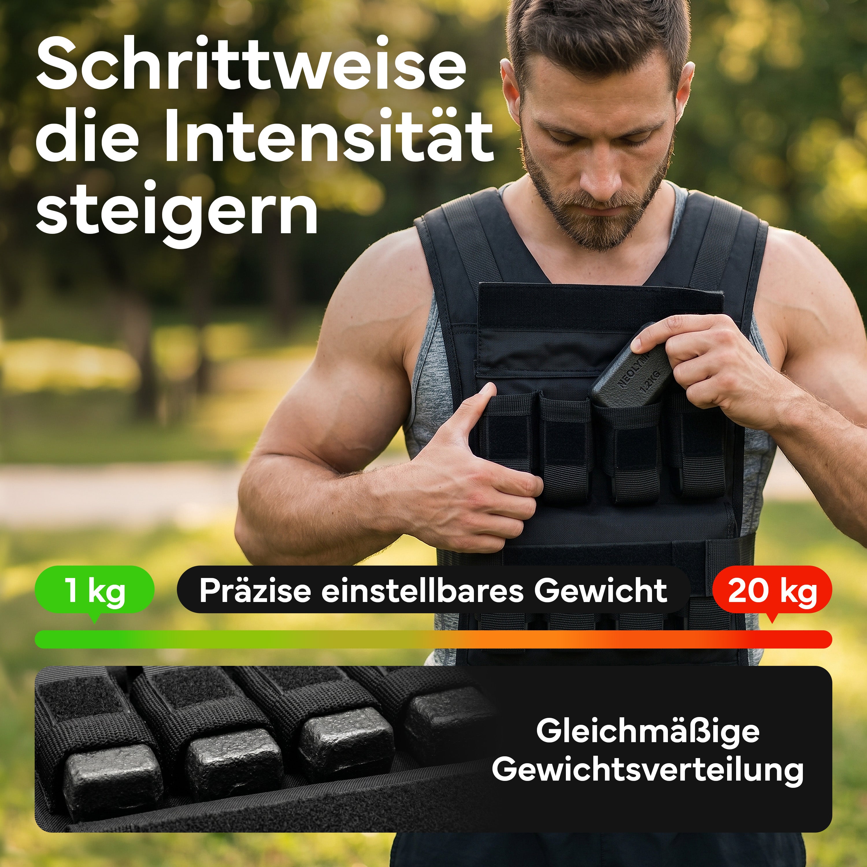 Verstellbare Gewichtsweste bis 20 kg, für Calisthenics | B-Ware - - Outlet von NEOLYMP | Fitnessequipment und Sportartikel