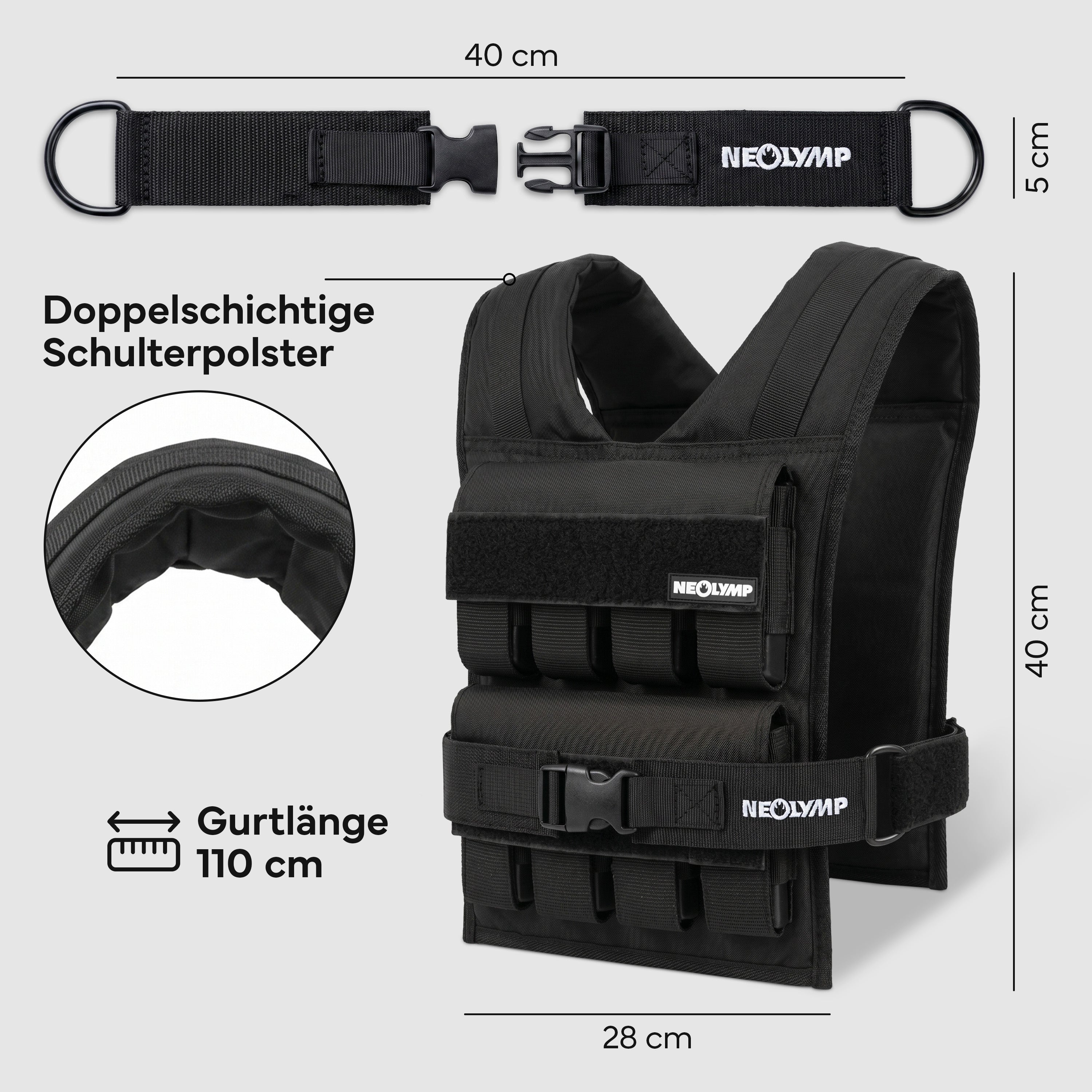 Verstellbare Gewichtsweste bis 20 kg, für Calisthenics | B-Ware - - Outlet von NEOLYMP | Fitnessequipment und Sportartikel