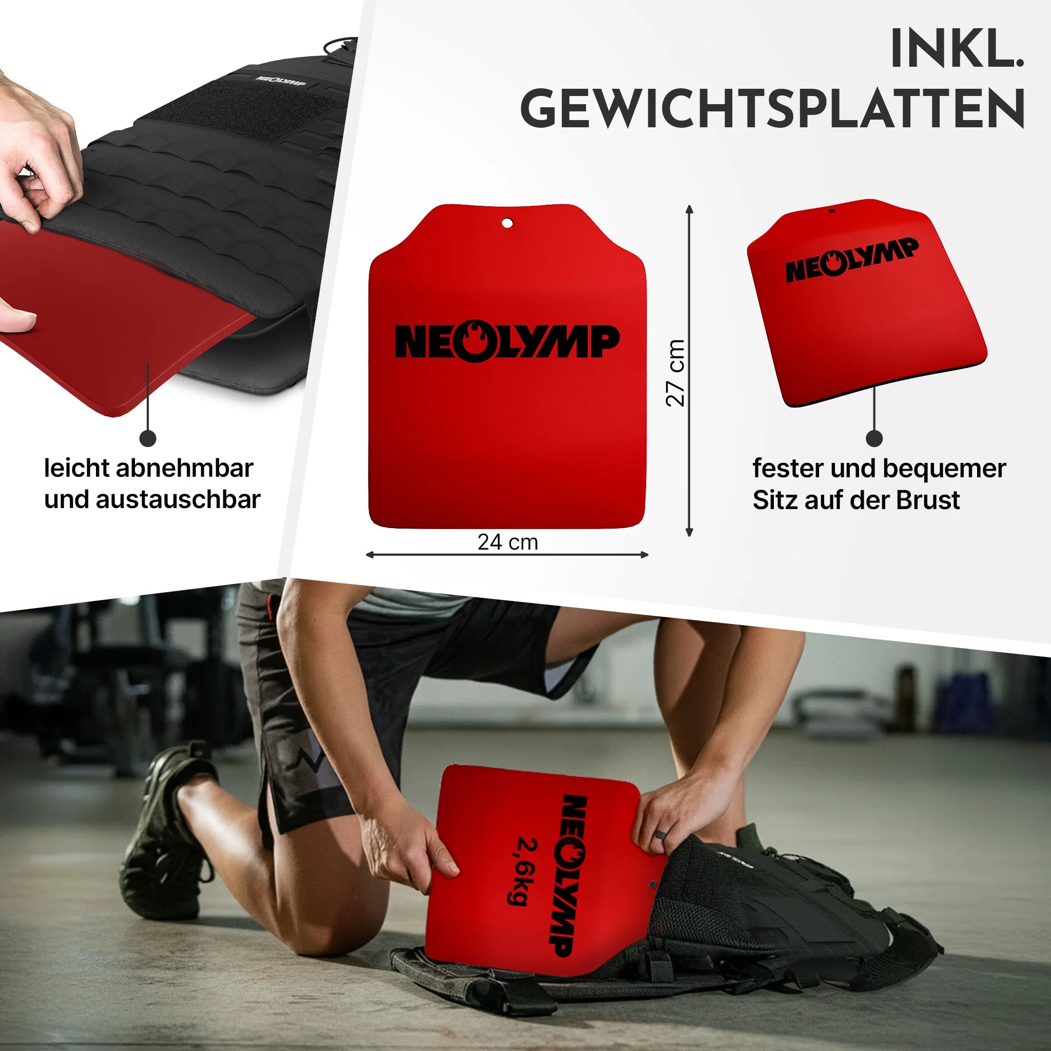 Gewichtsweste mit Zusatzgewicht - Weighted Vest für Calisthenics & HIIT - Gewichtsweste 2,5 kg - Gewichtswesten & -manschetten von NEOLYMP | Fitnessequipment und Sportartikel