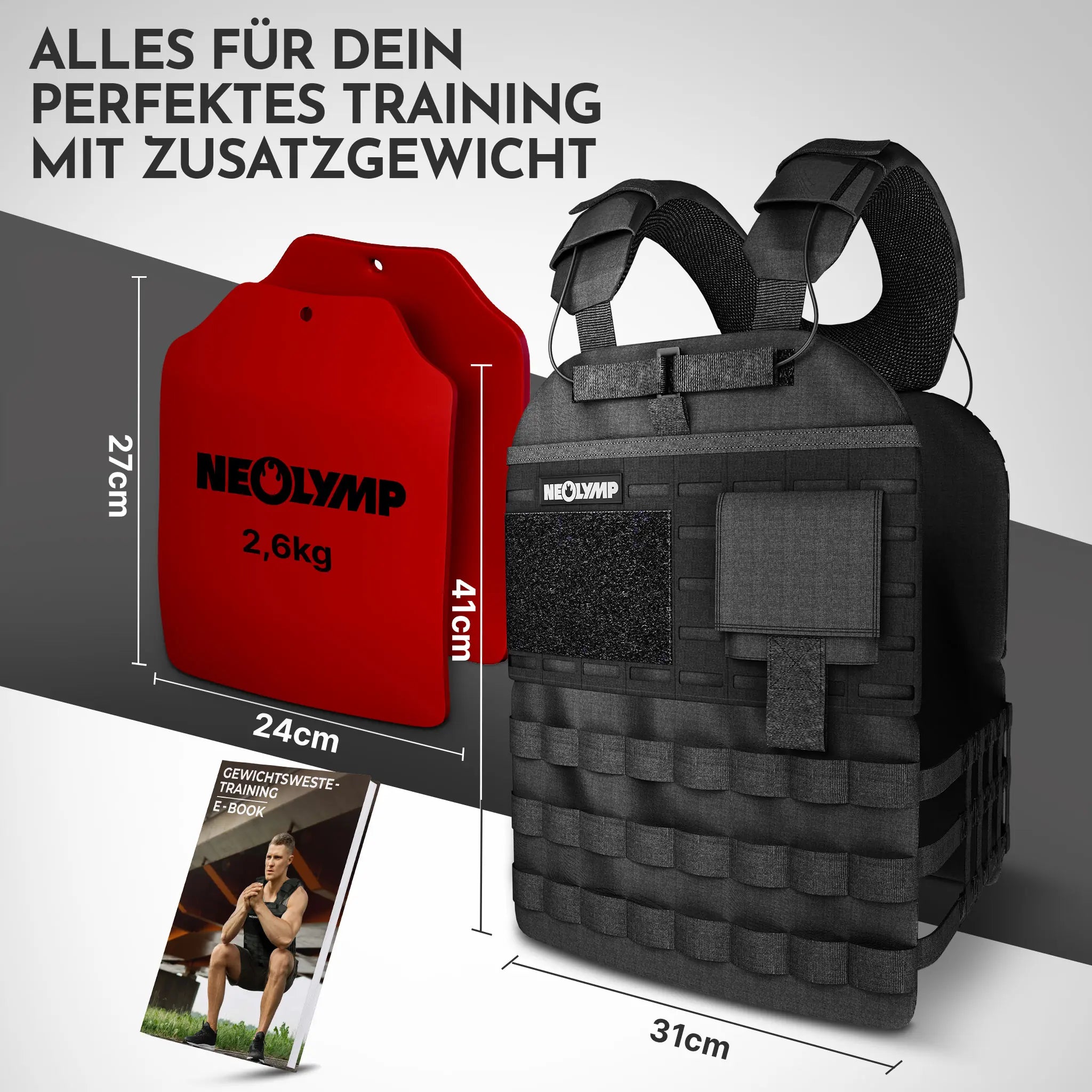 Gewichtsweste mit Zusatzgewicht - Weighted Vest für Calisthenics & HIIT - Gewichtsweste 2,5 kg - Gewichtswesten & -manschetten von NEOLYMP | Fitnessequipment und Sportartikel