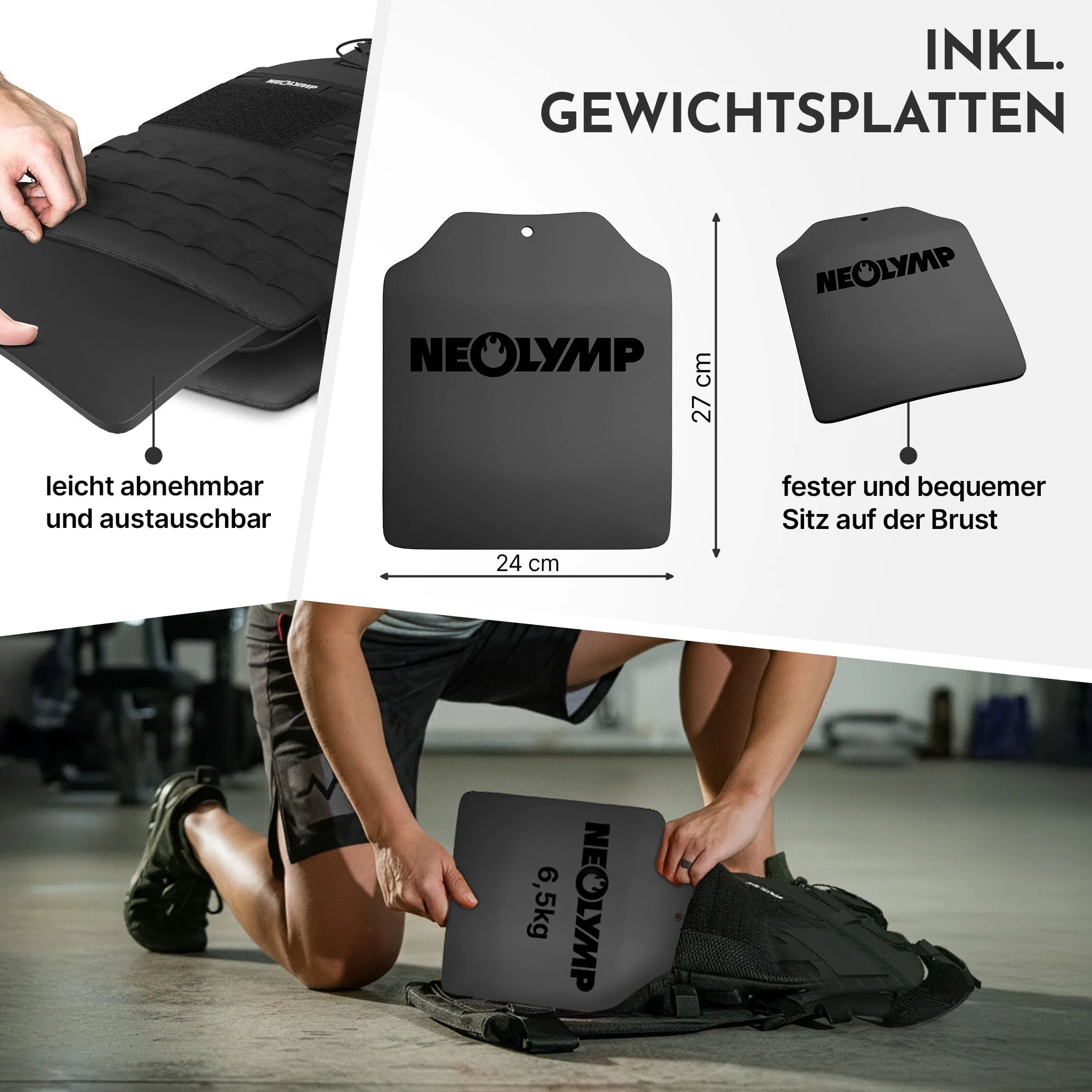 Gewichtsweste mit Zusatzgewicht - Weighted Vest für Calisthenics & HIIT - Gewichtsweste 2,5 kg - Gewichtswesten & -manschetten von NEOLYMP | Fitnessequipment und Sportartikel