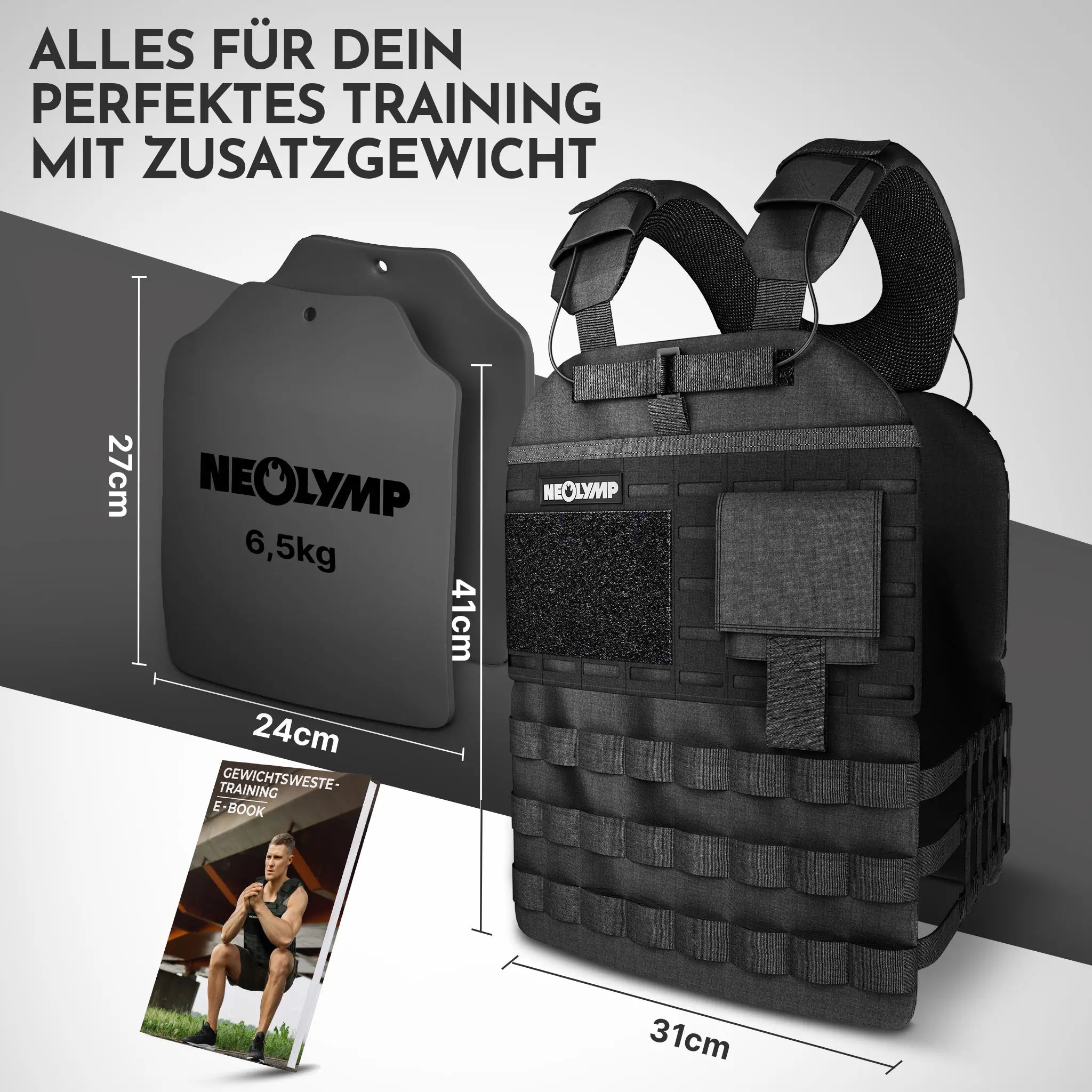 Gewichtsweste mit Zusatzgewicht - Weighted Vest für Calisthenics & HIIT - Gewichtsweste 2,5 kg - Gewichtswesten & -manschetten von NEOLYMP | Fitnessequipment und Sportartikel