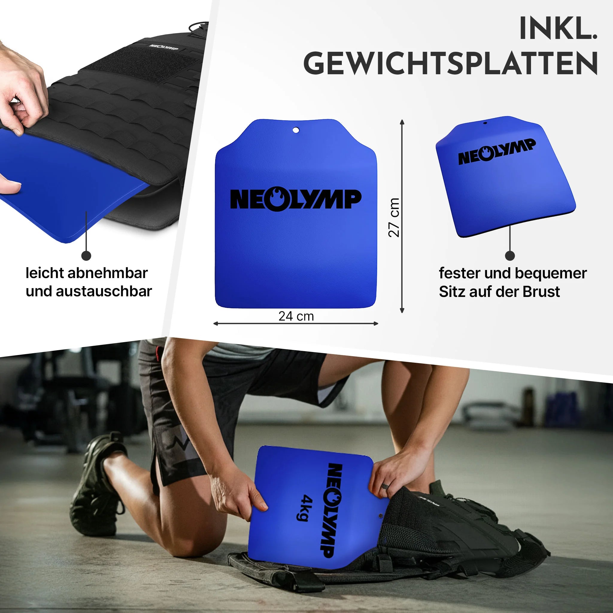 Gewichtsweste mit Zusatzgewicht - Weighted Vest für Calisthenics & HIIT - Gewichtsweste 2,5 kg - Gewichtswesten & -manschetten von NEOLYMP | Fitnessequipment und Sportartikel
