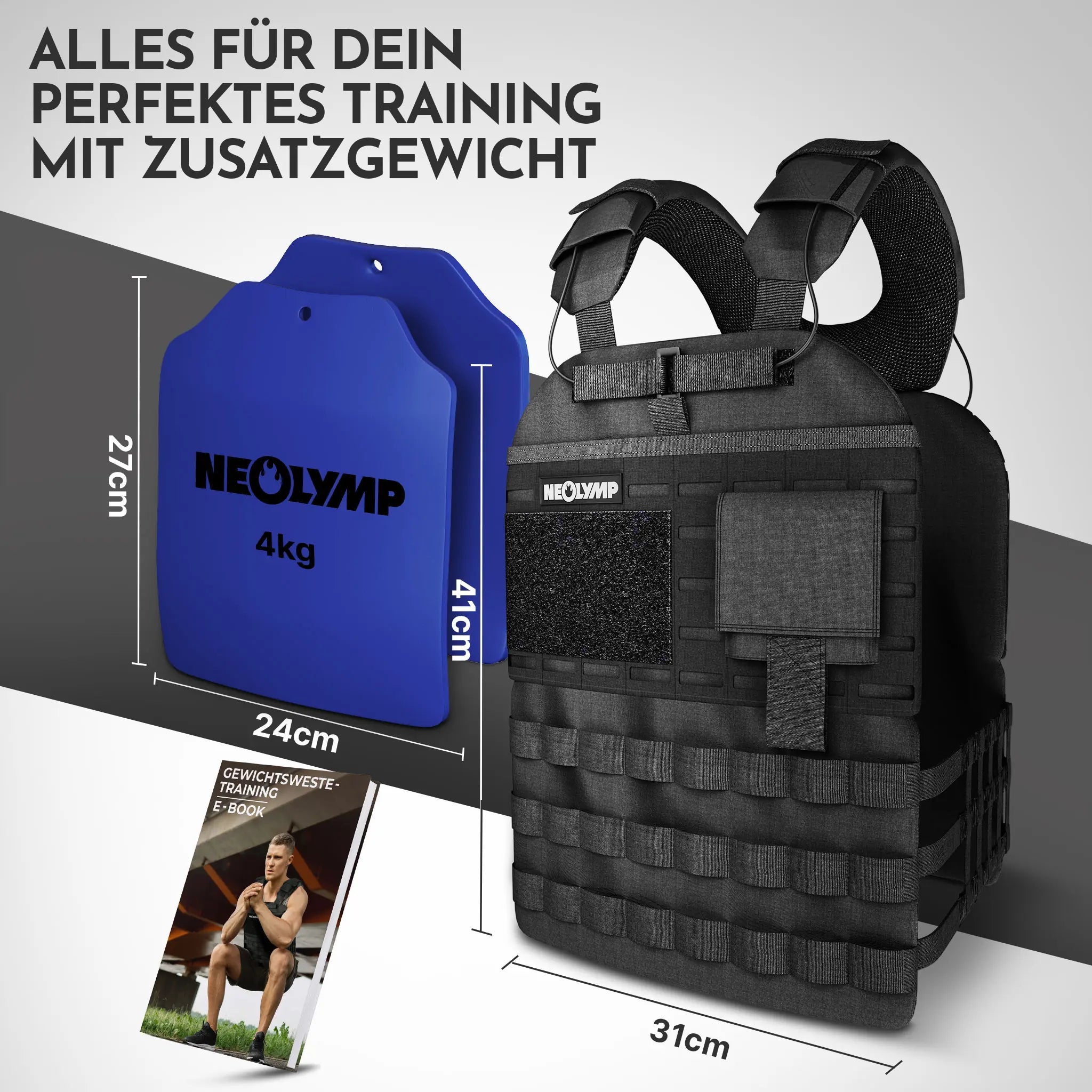 Gewichtsweste mit Zusatzgewicht - Weighted Vest für Calisthenics & HIIT - Gewichtsweste 2,5 kg - Gewichtswesten & -manschetten von NEOLYMP | Fitnessequipment und Sportartikel