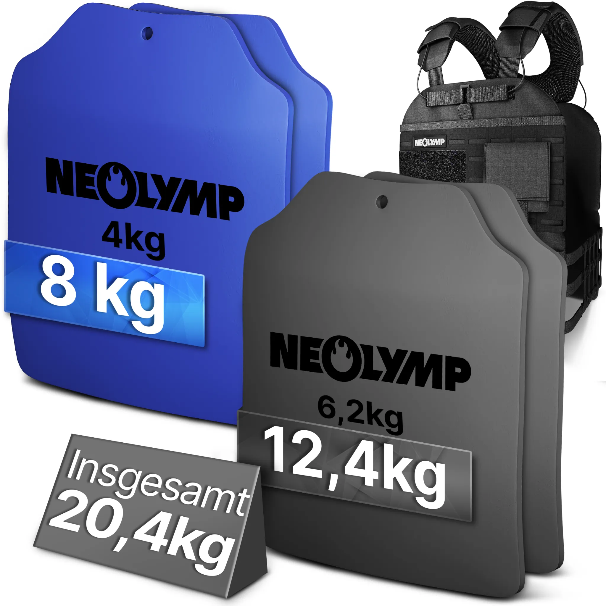 Gewichtsweste mit Zusatzgewicht - Weighted Vest für Calisthenics & HIIT - Gewichtsweste 20 kg Set - Gewichtswesten & -manschetten von NEOLYMP | Fitnessequipment und Sportartikel