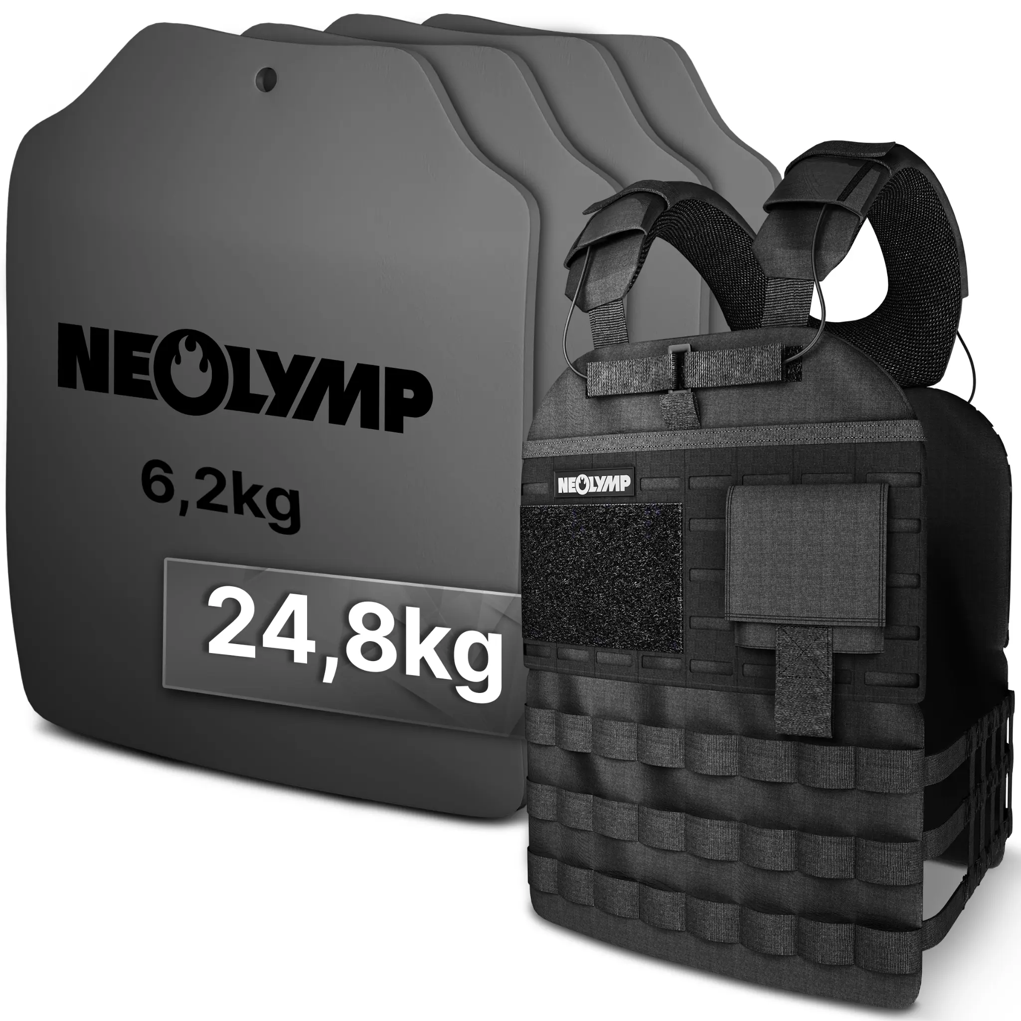 Gewichtsweste mit Zusatzgewicht - Weighted Vest für Calisthenics & HIIT - Gewichtsweste 25 kg Set - Gewichtswesten & -manschetten von NEOLYMP | Fitnessequipment und Sportartikel