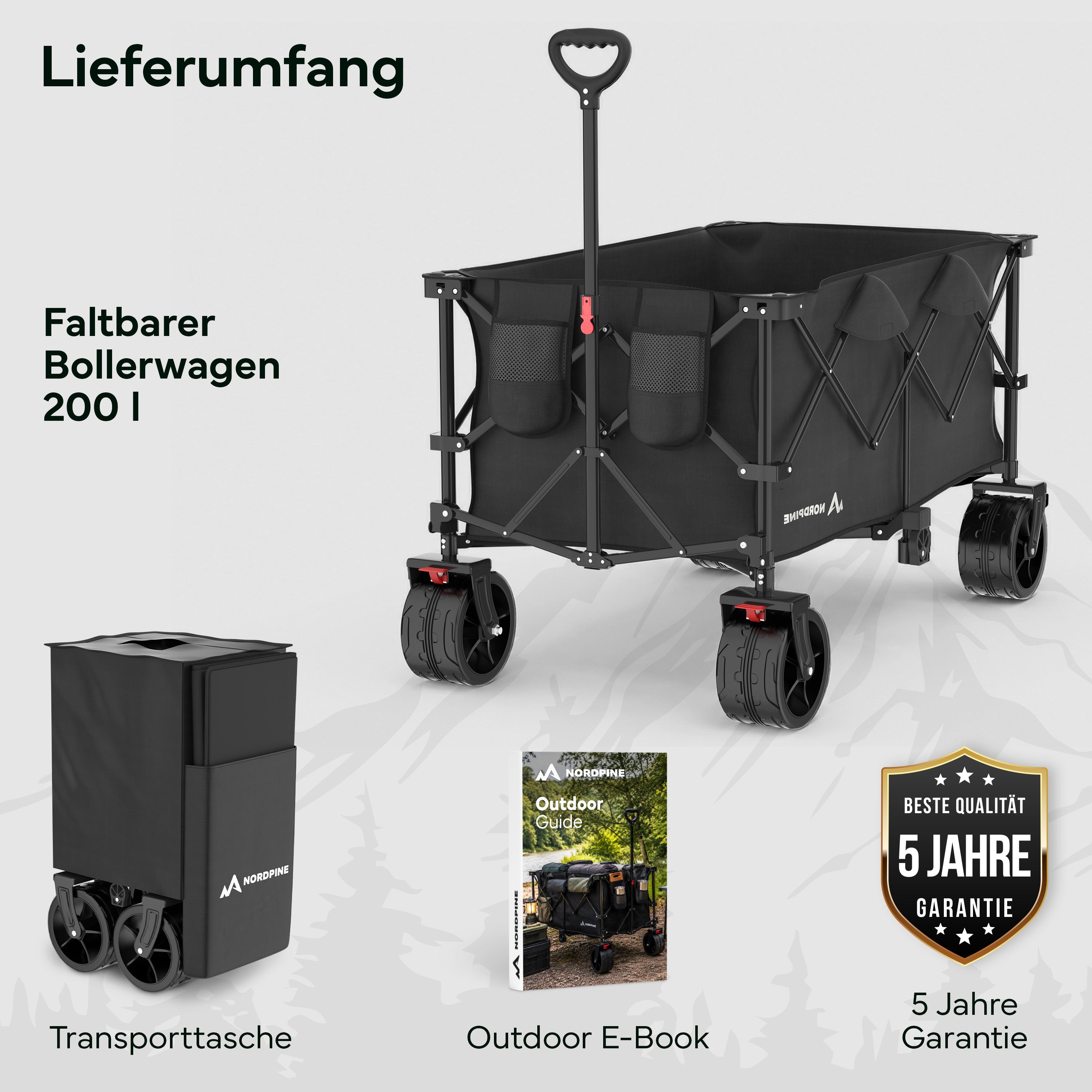 Bollerwagen faltbar - 200L / 300L – 200 Liter | B-Ware - - Outlet von NEOLYMP | Fitnessequipment und Sportartikel