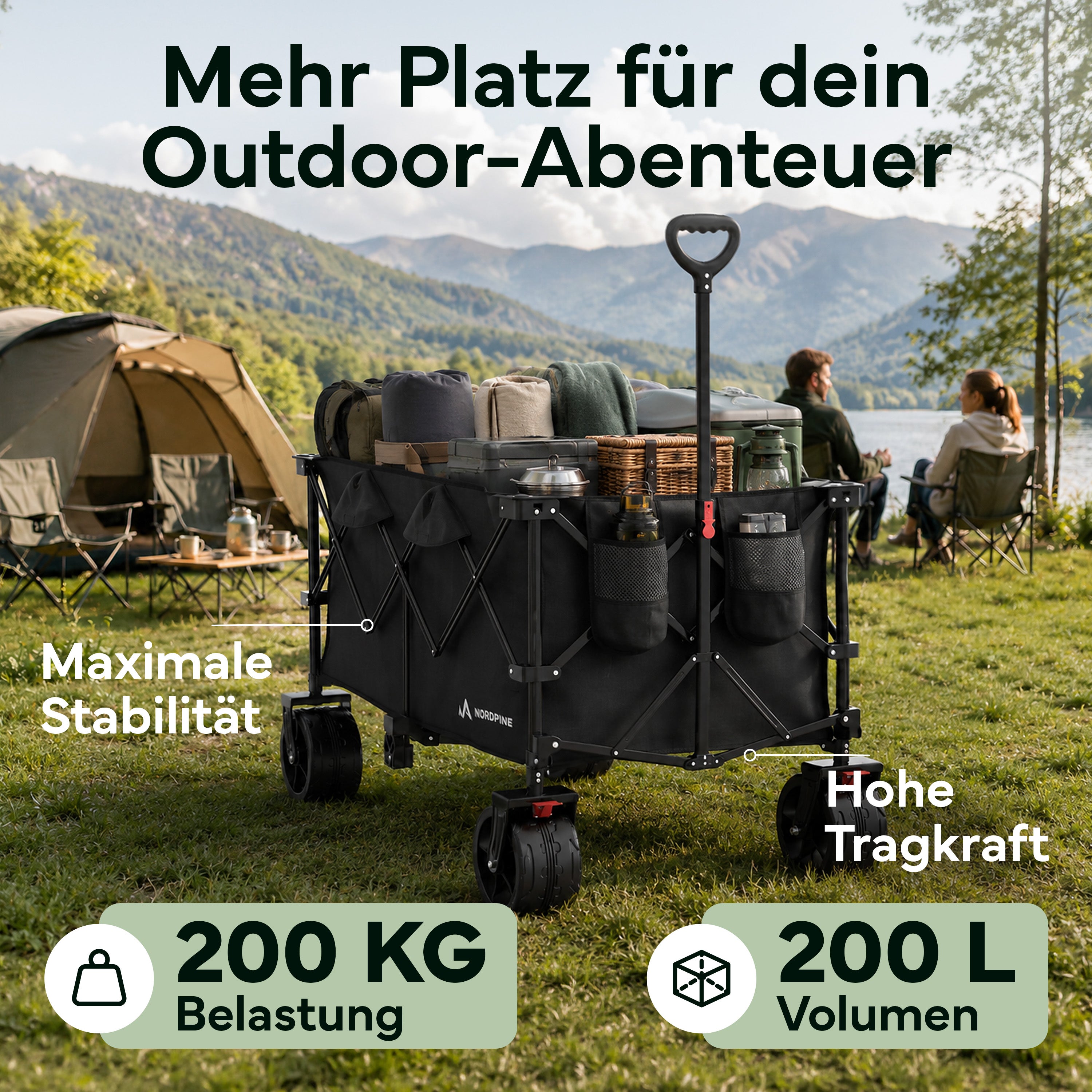 Bollerwagen faltbar - 200L / 300L – 200 Liter | B-Ware - - Outlet von NEOLYMP | Fitnessequipment und Sportartikel