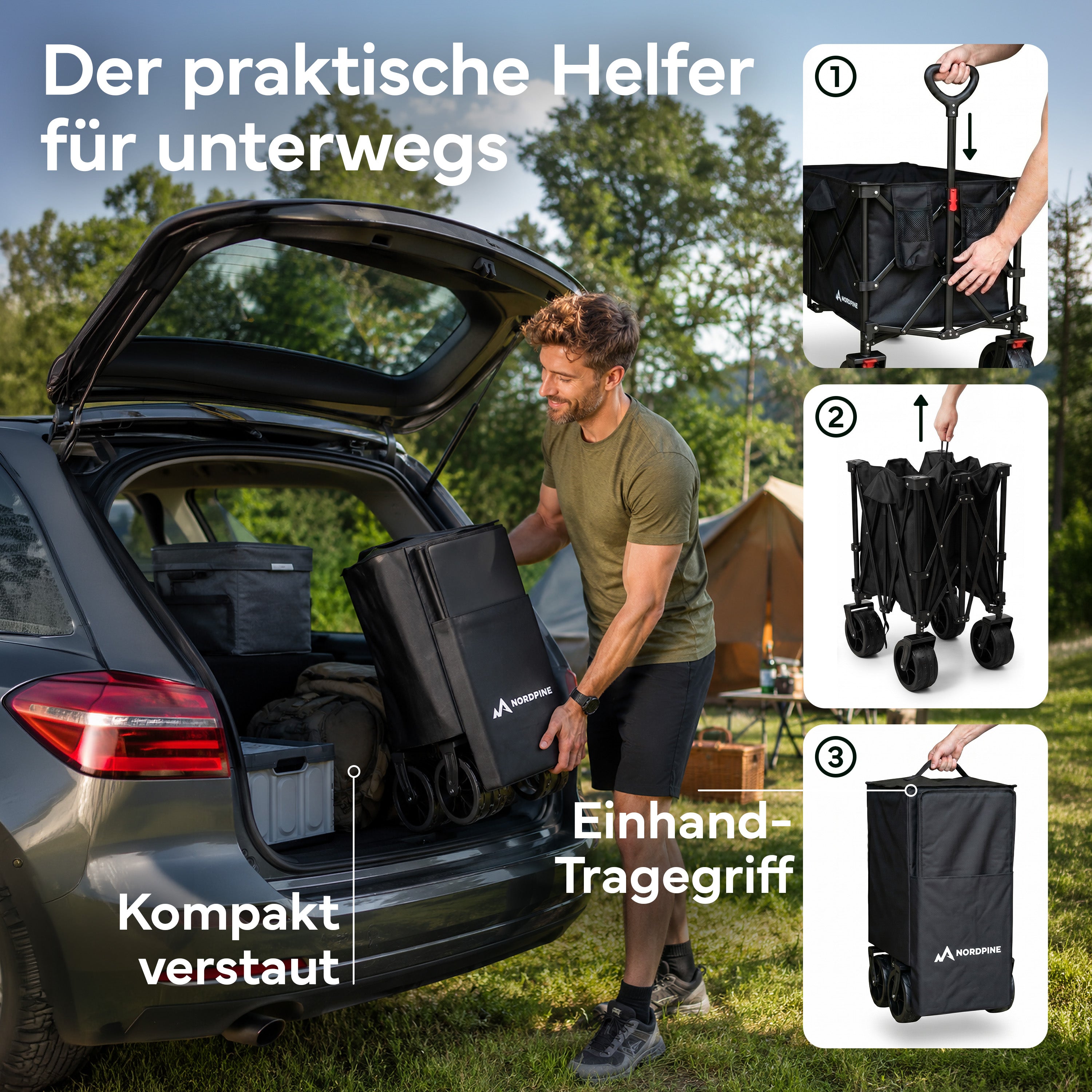 Bollerwagen faltbar - 200L / 300L – 200 Liter | B-Ware - - Outlet von NEOLYMP | Fitnessequipment und Sportartikel