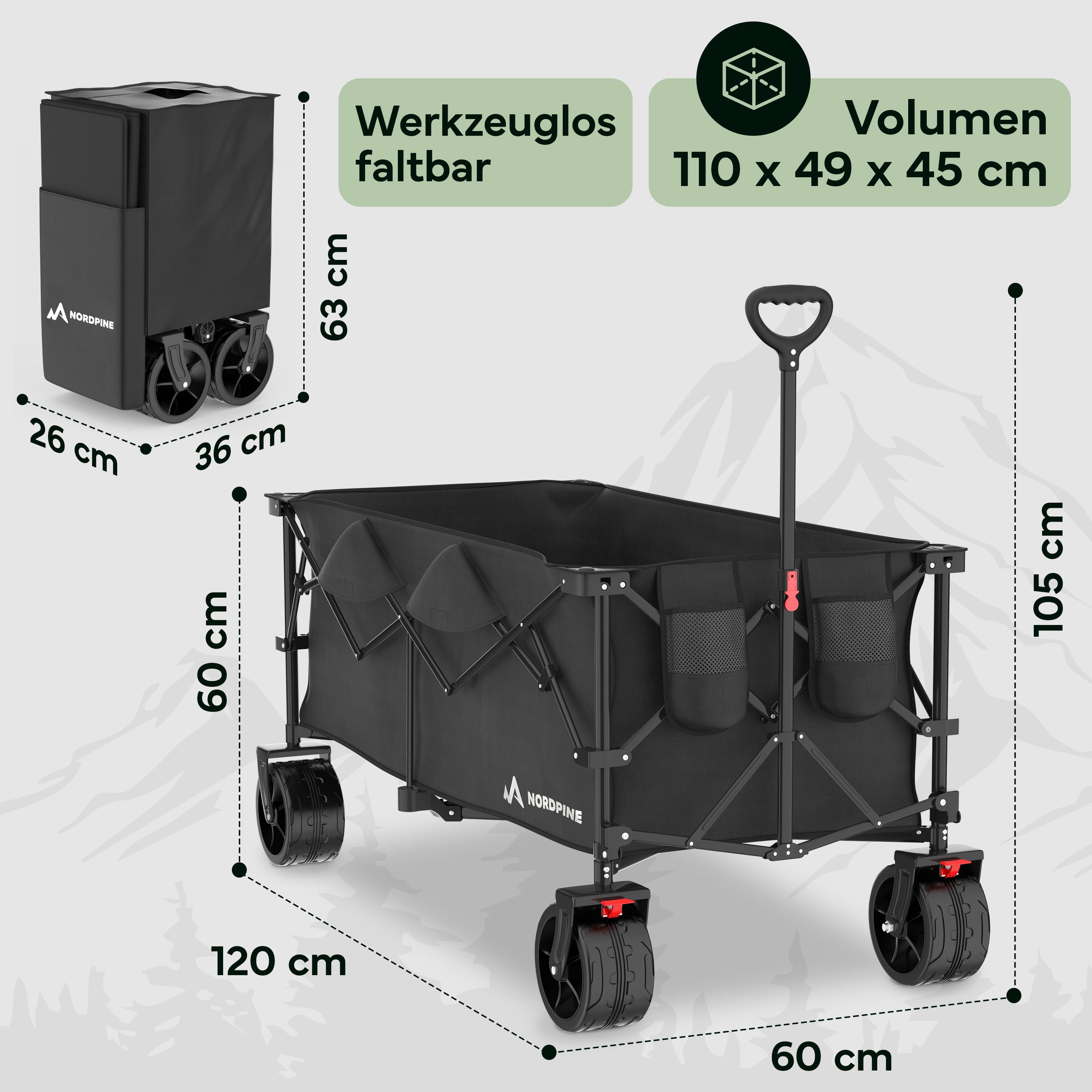 Bollerwagen faltbar - 200L / 300L – 300 Liter | B-Ware - - Outlet von NEOLYMP | Fitnessequipment und Sportartikel