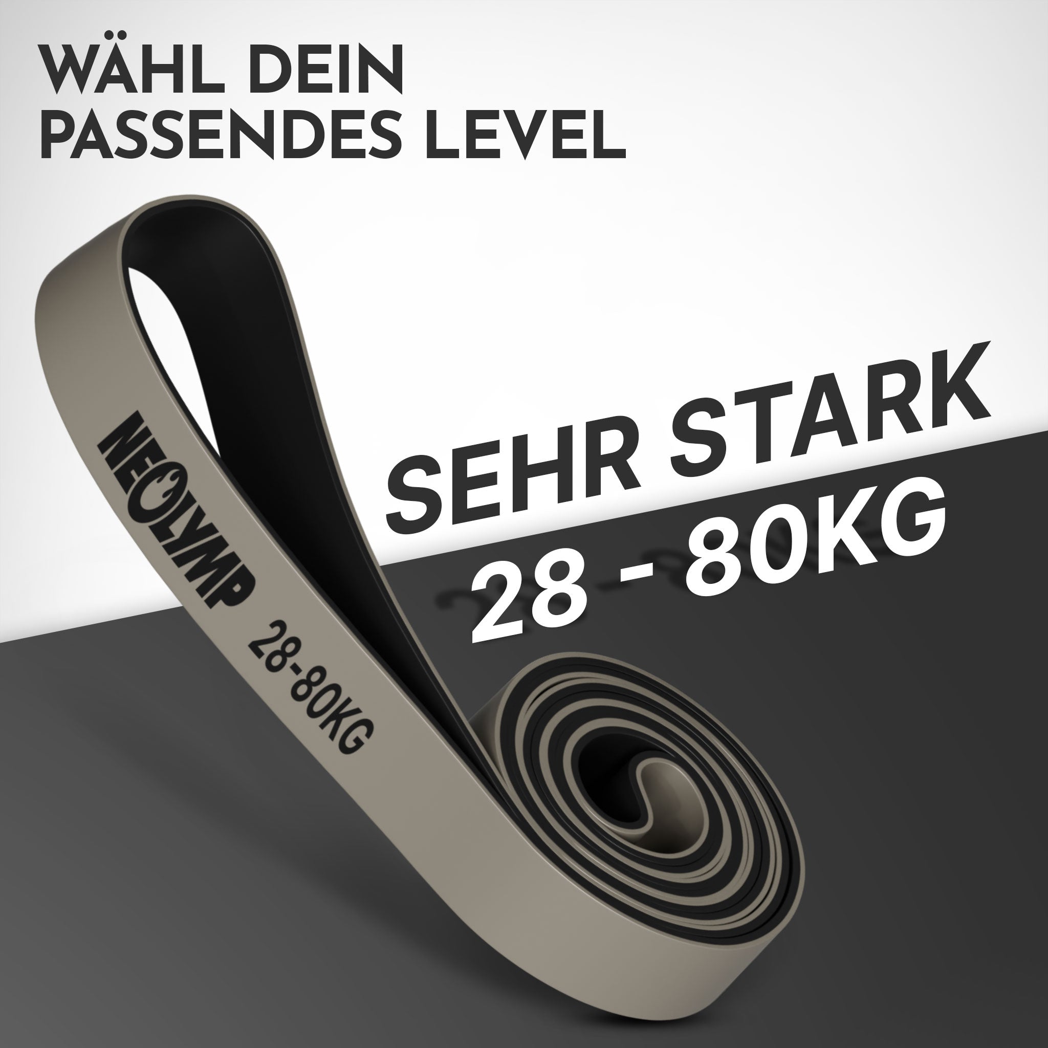 Heavy Resistance Bands aus Latex - grau - Resistance Band sehr stark - Fitnessbänder von NEOLYMP | Fitnessequipment und Sportartikel