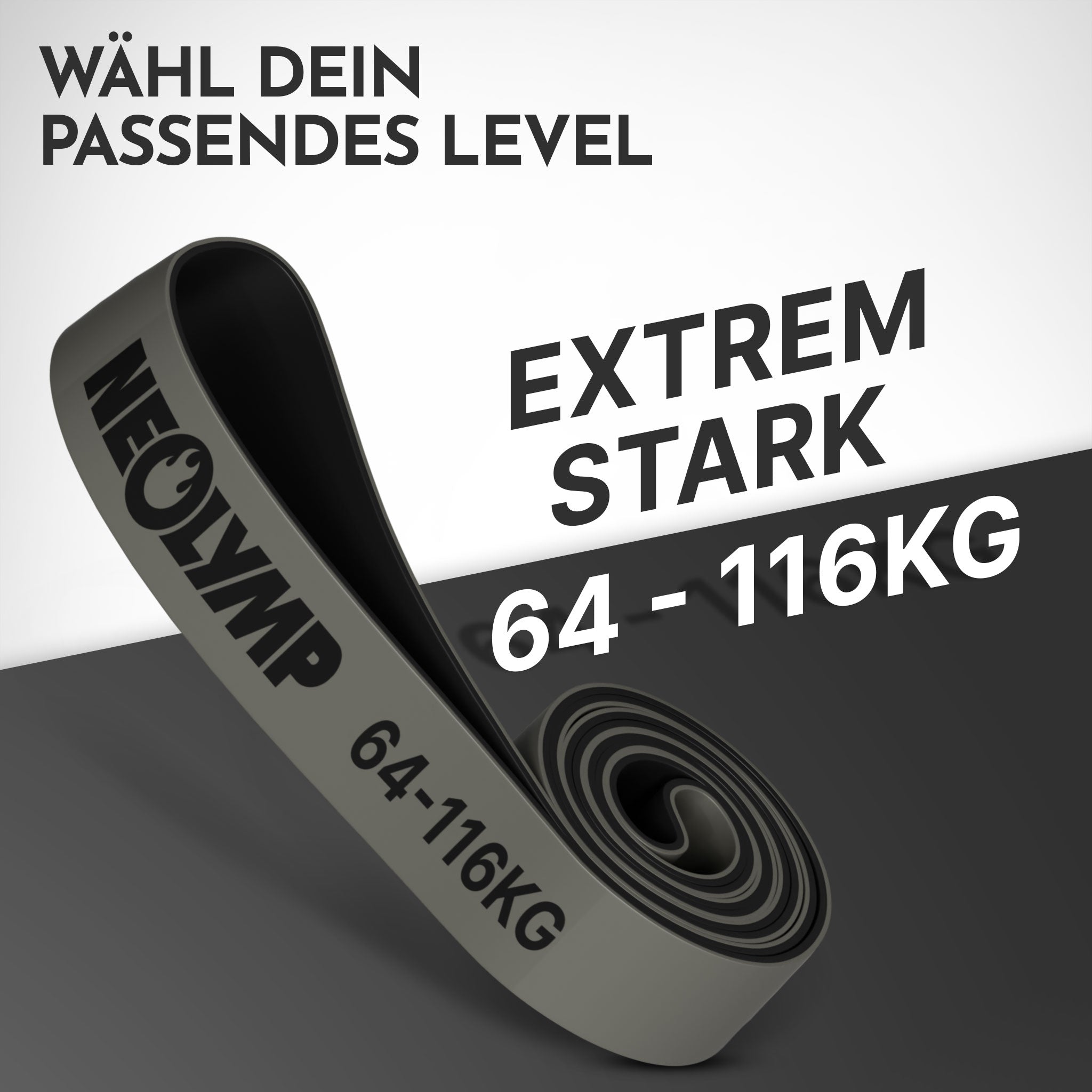Heavy Resistance Bands aus Latex grau – Stärke: extrem stark (64-116 kg) | B‑Ware - - Outlet von NEOLYMP | Fitnessequipment und Sportartikel