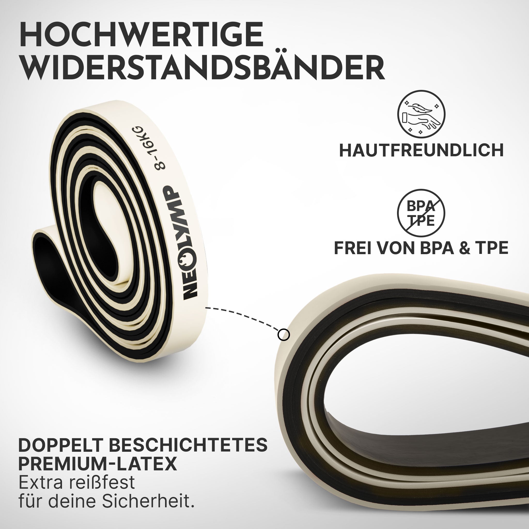 Heavy Resistance Bands aus Latex grau – Stärke: extrem stark (64-116 kg) | B‑Ware - - Outlet von NEOLYMP | Fitnessequipment und Sportartikel