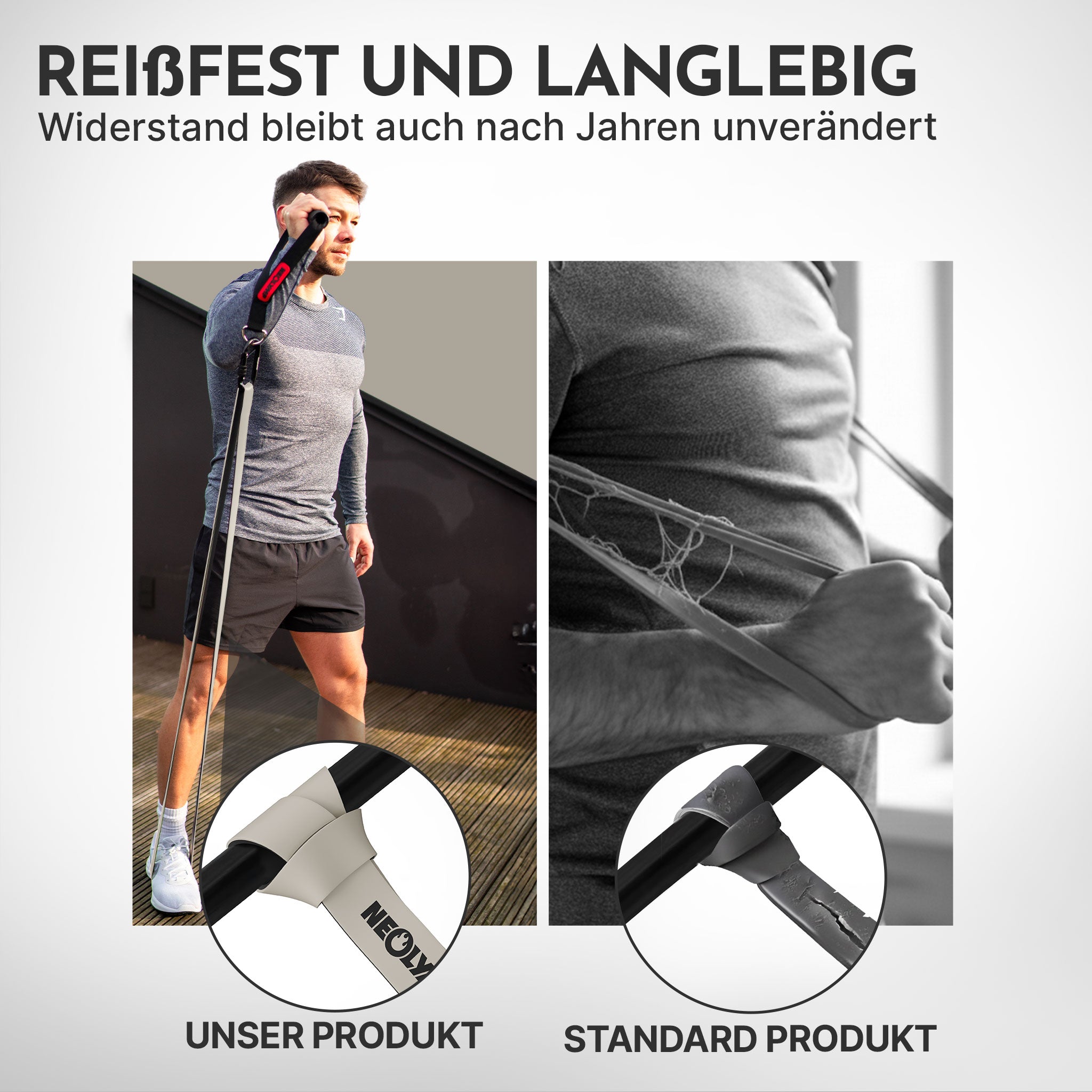 Heavy Resistance Bands aus Latex grau – Stärke: extrem stark (64-116 kg) | B‑Ware - - Outlet von NEOLYMP | Fitnessequipment und Sportartikel