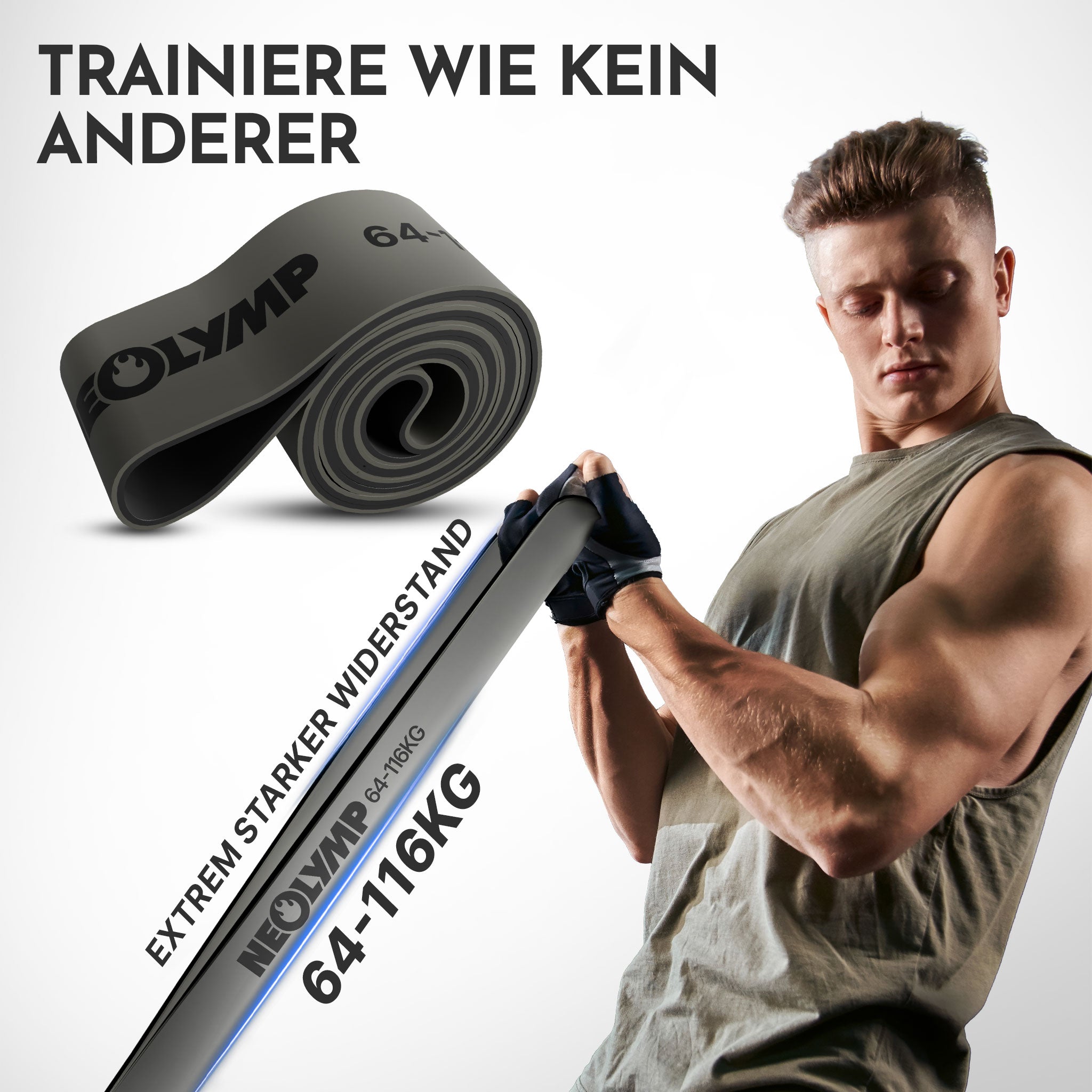 Heavy Resistance Bands aus Latex grau – Stärke: extrem stark (64-116 kg) | B‑Ware - - Outlet von NEOLYMP | Fitnessequipment und Sportartikel