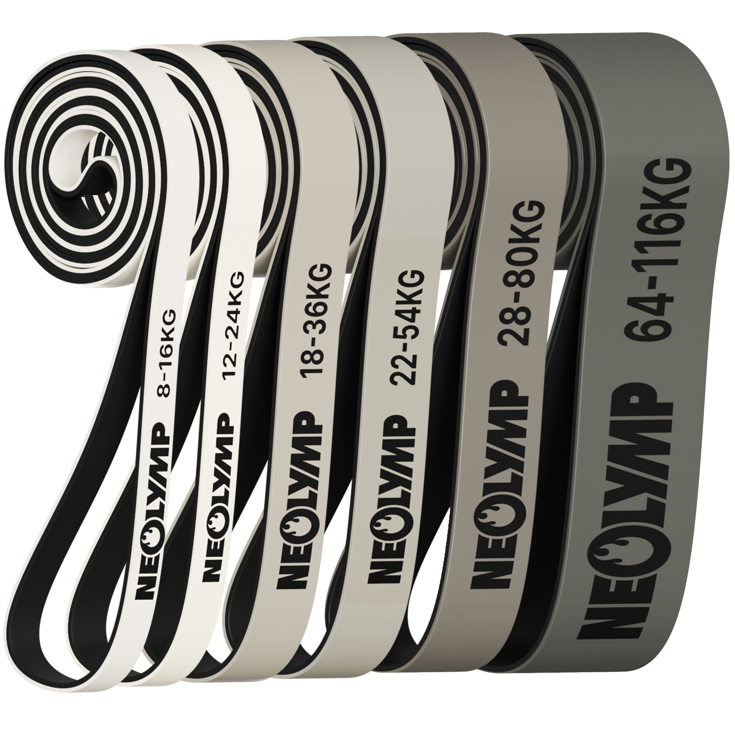Heavy Resistance Bands aus Latex - grau - 6er Set - Fitnessbänder von NEOLYMP | Fitnessequipment und Sportartikel