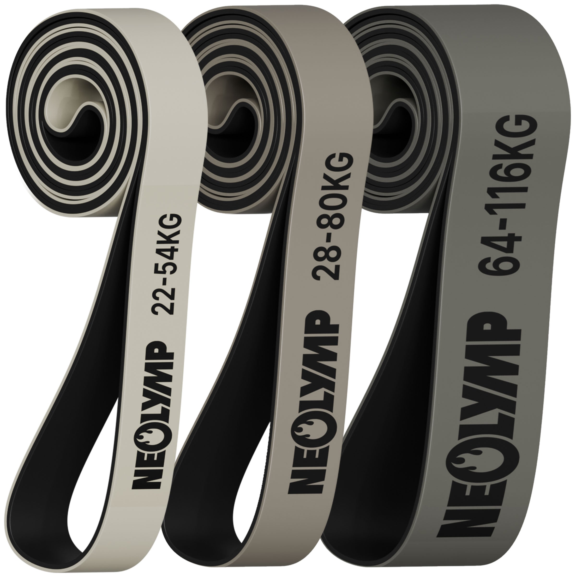 Heavy Resistance Bands aus Latex grau – 3er Set Pro (B‑Ware) - - Outlet von NEOLYMP | Fitnessequipment und Sportartikel