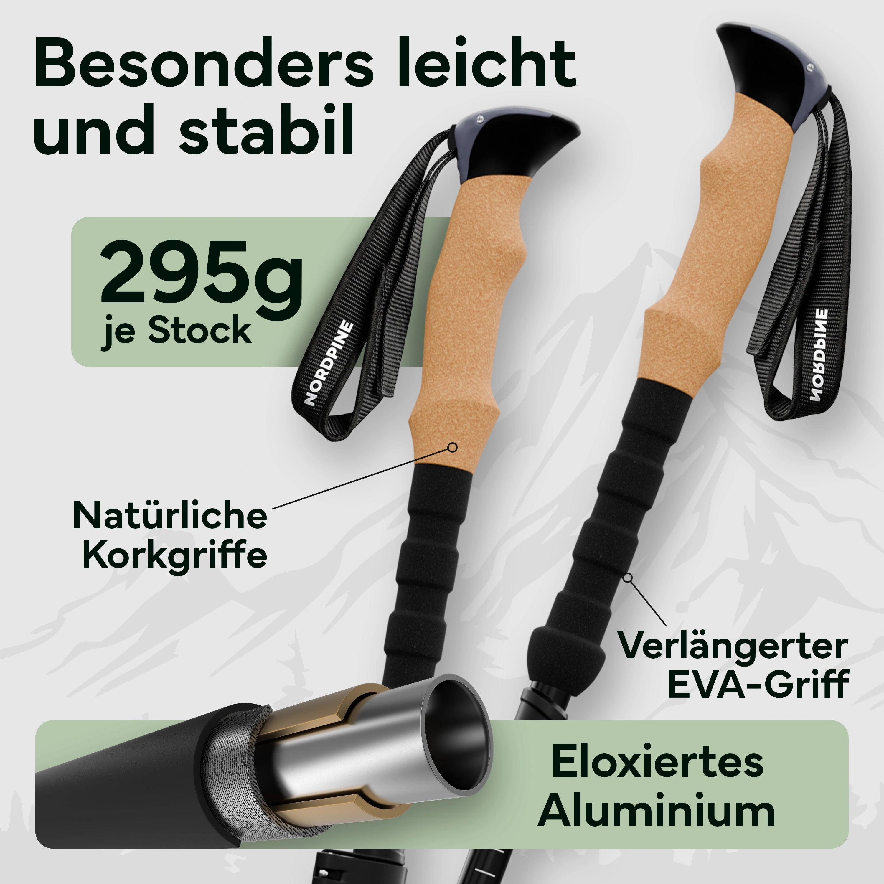 Faltbare Wanderstöcke aus Carbon / Aluminium - Aluminum 100-120cm - Outdoor-Equipment von NORDPINE | Outdoor-Equipment, Wandern, Camping