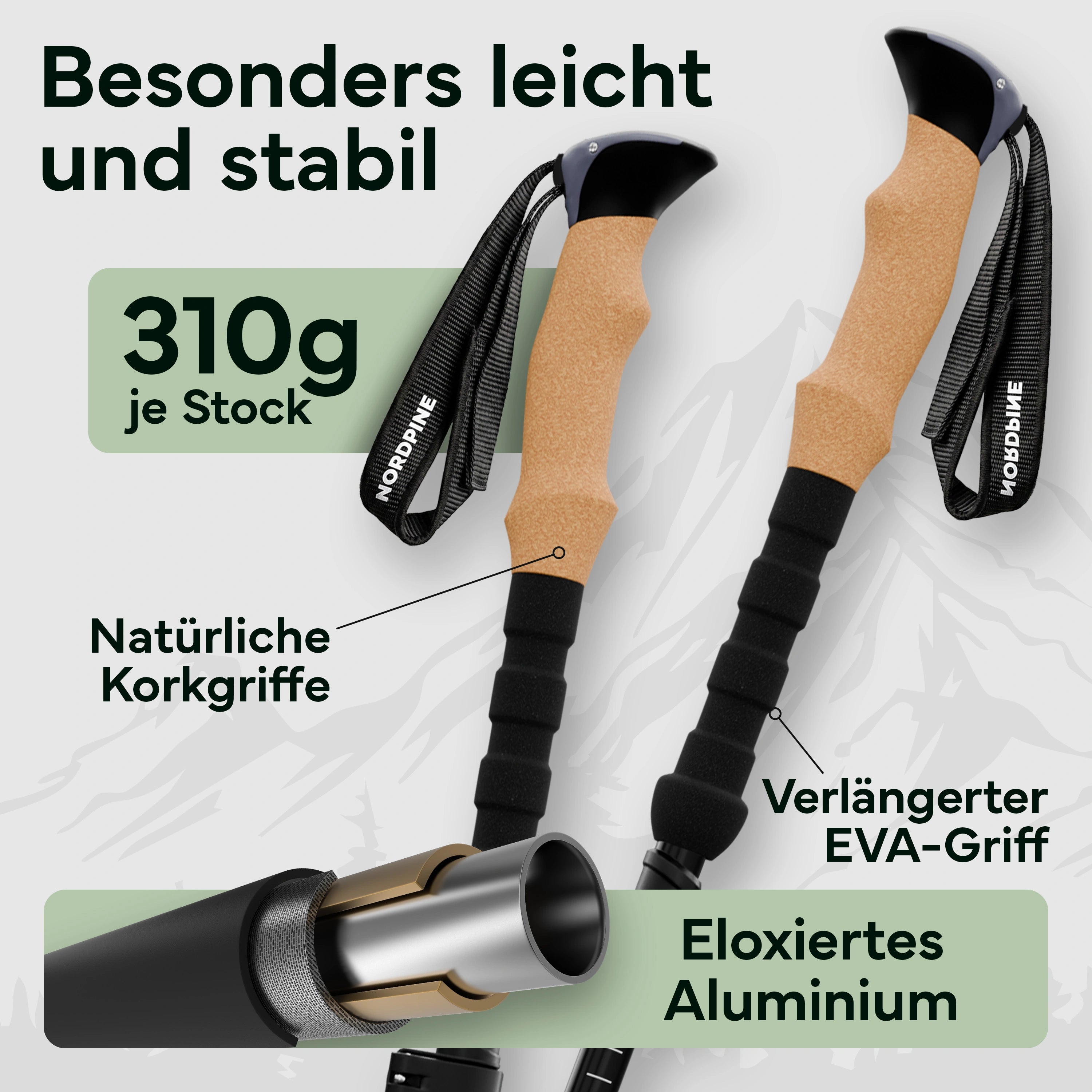 Faltbare Wanderstöcke aus Carbon / Aluminium - Aluminum 115-135cm - Outdoor-Equipment von NORDPINE | Outdoor-Equipment, Wandern, Camping