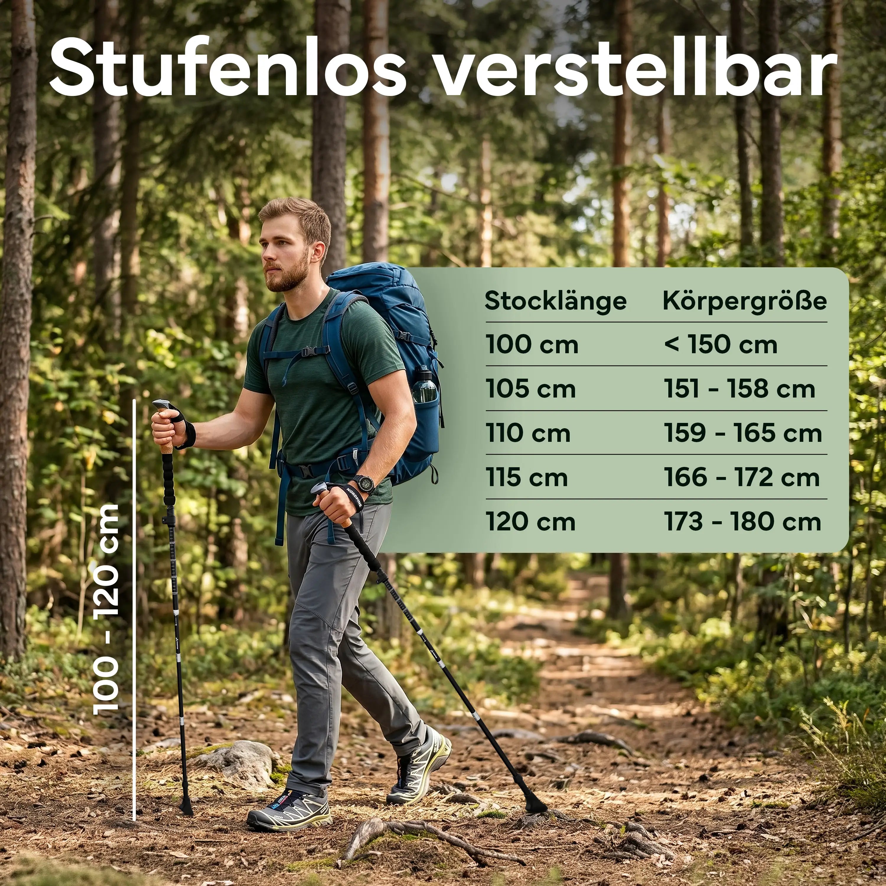 Faltbare Wanderstöcke aus Carbon / Aluminium - Aluminum 100-120cm - Outdoor-Equipment von NORDPINE | Outdoor-Equipment, Wandern, Camping