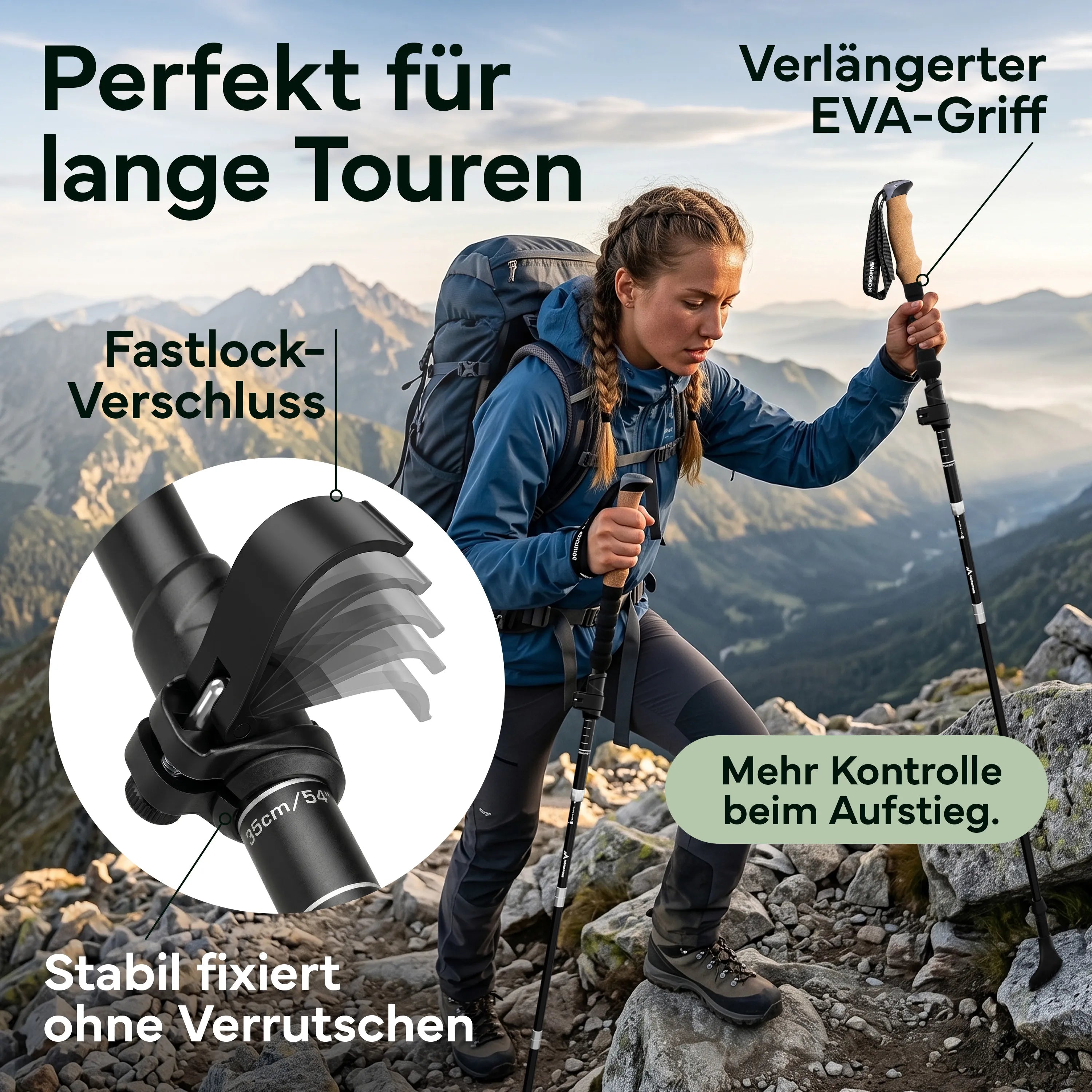 Faltbare Wanderstöcke aus Carbon / Aluminium - Aluminum 100-120cm - Outdoor-Equipment von NORDPINE | Outdoor-Equipment, Wandern, Camping