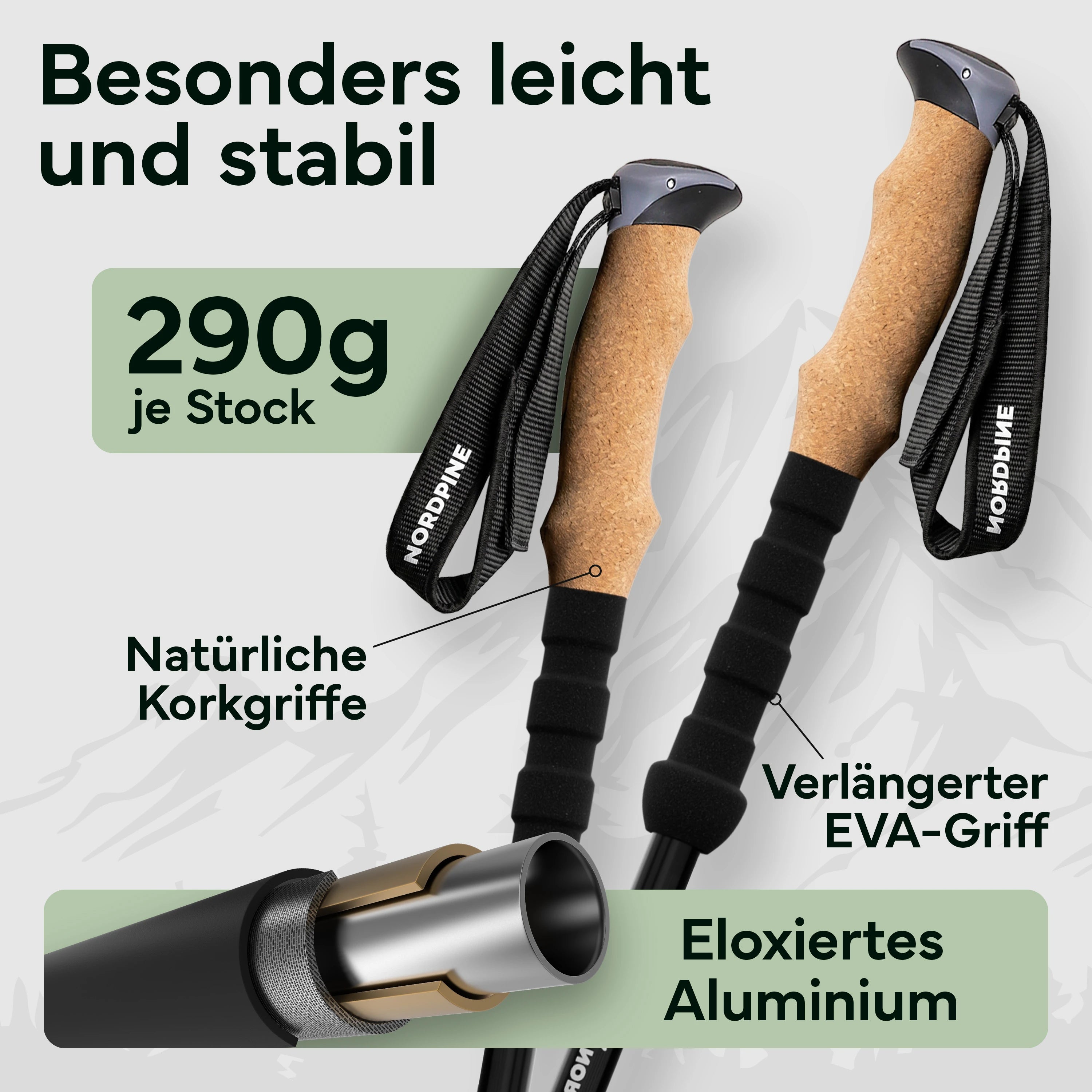 Teleskop Wanderstöcke aus Carbon / Aluminium - Aluminum 65-135cm - Outdoor-Equipment von NORDPINE | Outdoor-Equipment, Wandern, Camping