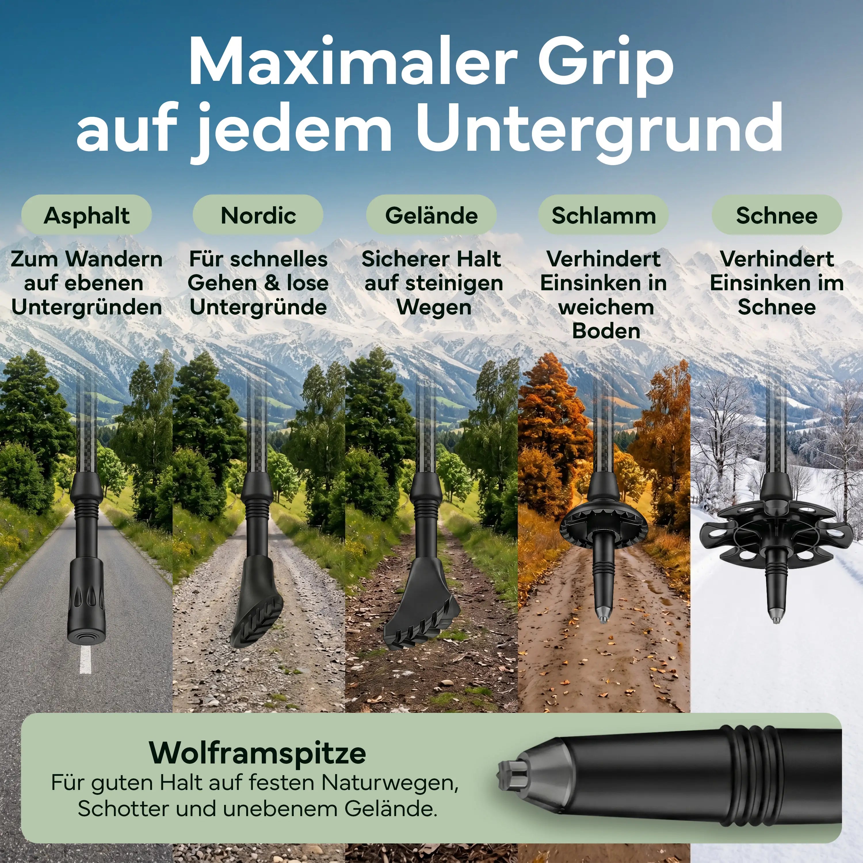 Teleskop Wanderstöcke aus Carbon / Aluminium - Carbon 65-135cm - Outdoor-Equipment von NORDPINE | Outdoor-Equipment, Wandern, Camping