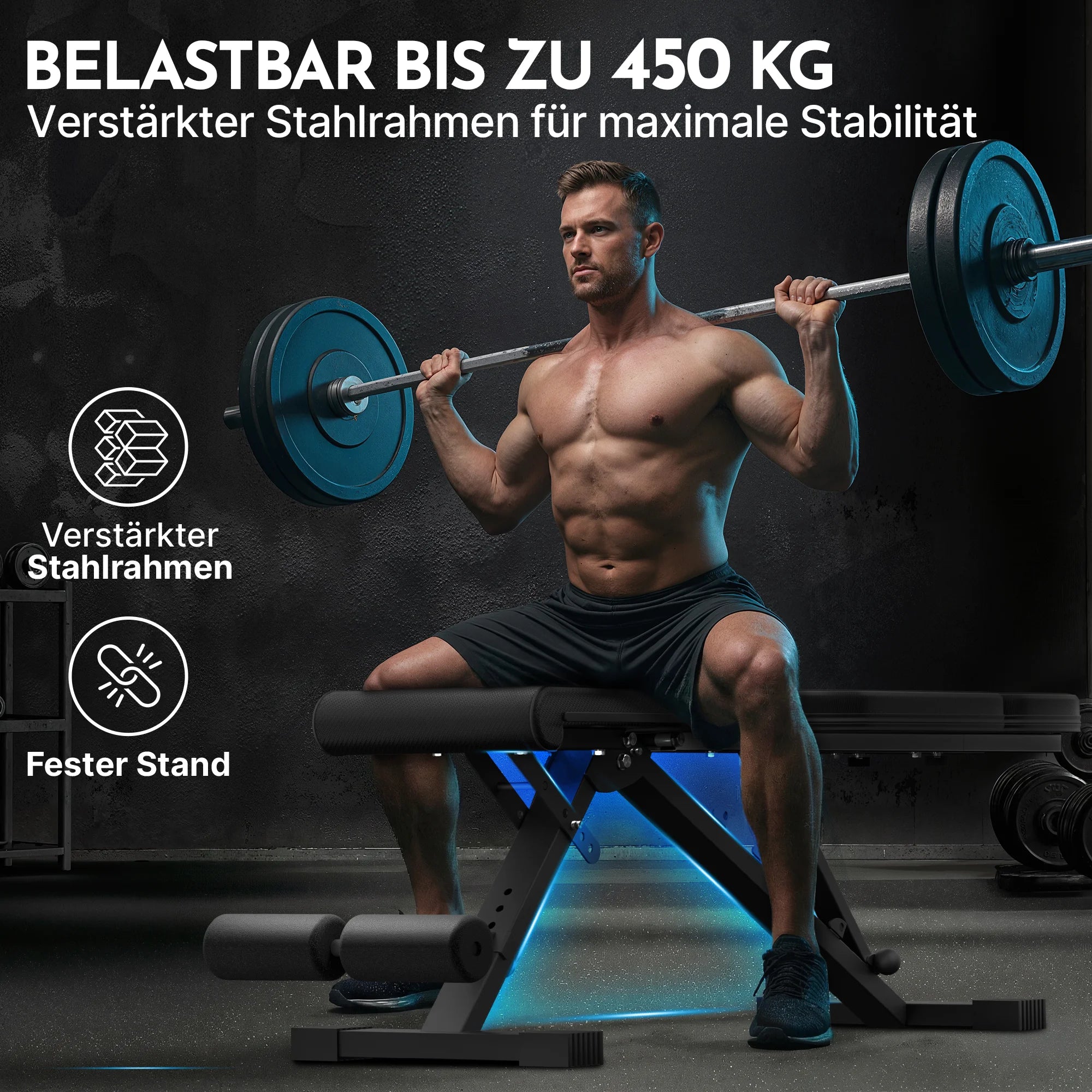 Hantelbank schwarz - rutschfest, mit Carbonfaser-Bezug - - Sportgerät von NEOLYMP | Fitnessequipment und Sportartikel