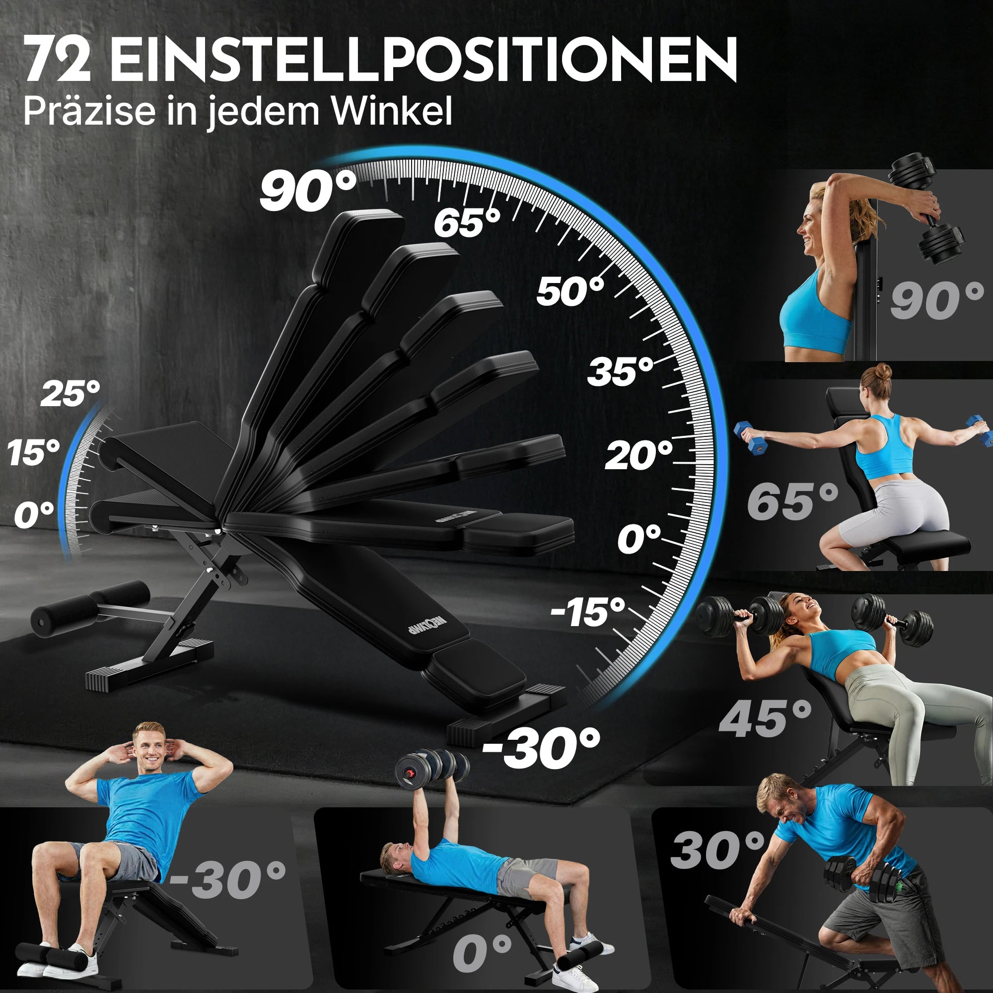 Hantelbank schwarz - rutschfest, mit Carbonfaser-Bezug - - Sportgerät von NEOLYMP | Fitnessequipment und Sportartikel