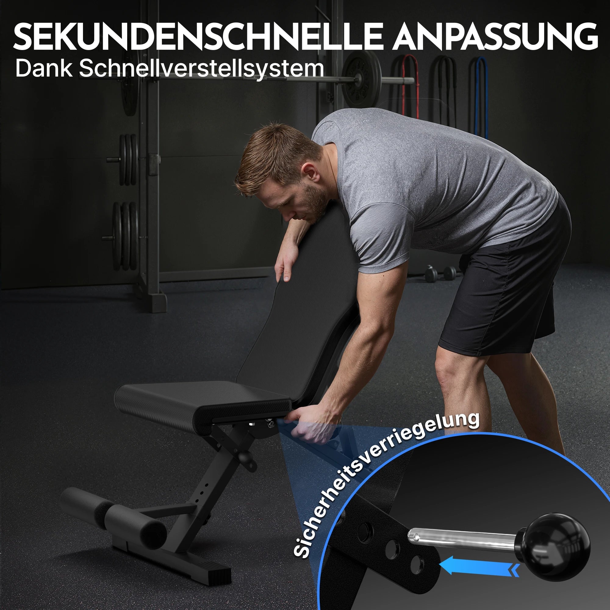 Hantelbank schwarz - rutschfest, mit Carbonfaser-Bezug - - Sportgerät von NEOLYMP | Fitnessequipment und Sportartikel