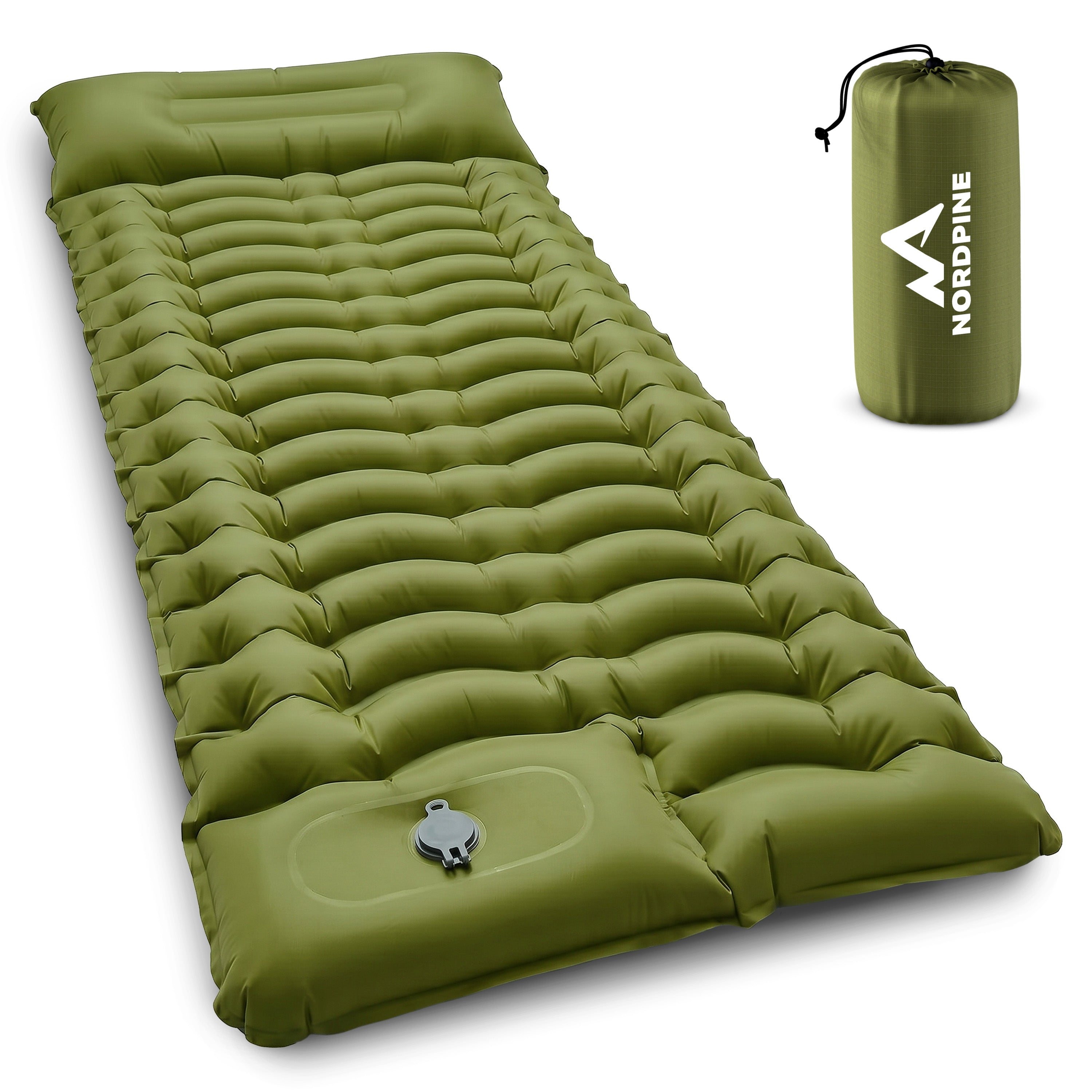 Isomatte Single - kombinierbar, integrierte Luftpumpe – Army Green | B-Ware - - Outlet von NEOLYMP | Fitnessequipment und Sportartikel