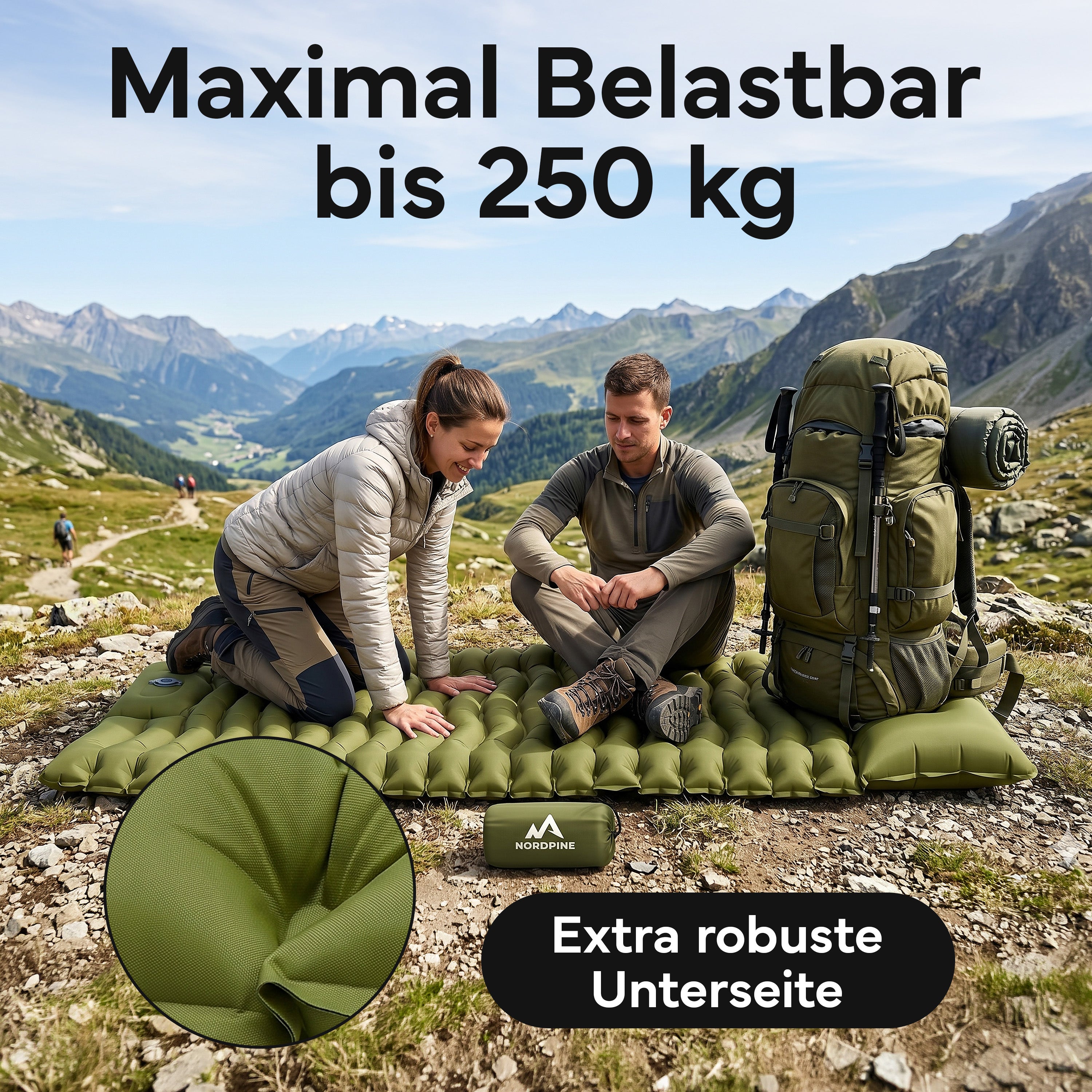 Isomatte Single - kombinierbar, integrierte Luftpumpe – Army Green | B-Ware - - Outlet von NEOLYMP | Fitnessequipment und Sportartikel