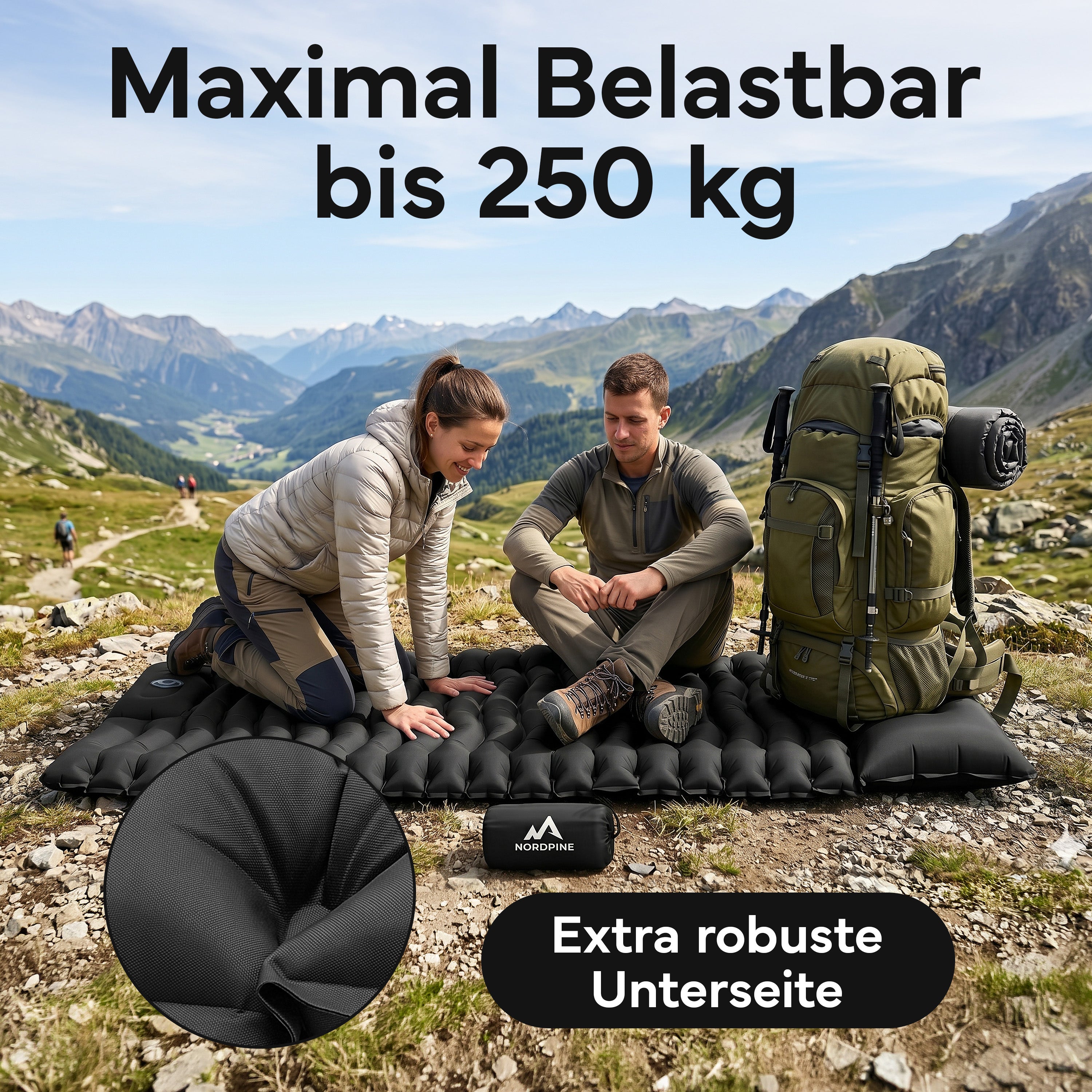 Isomatte Single - kombinierbar, integrierte Luftpumpe – Schwarz | B-Ware - - Outlet von NEOLYMP | Fitnessequipment und Sportartikel