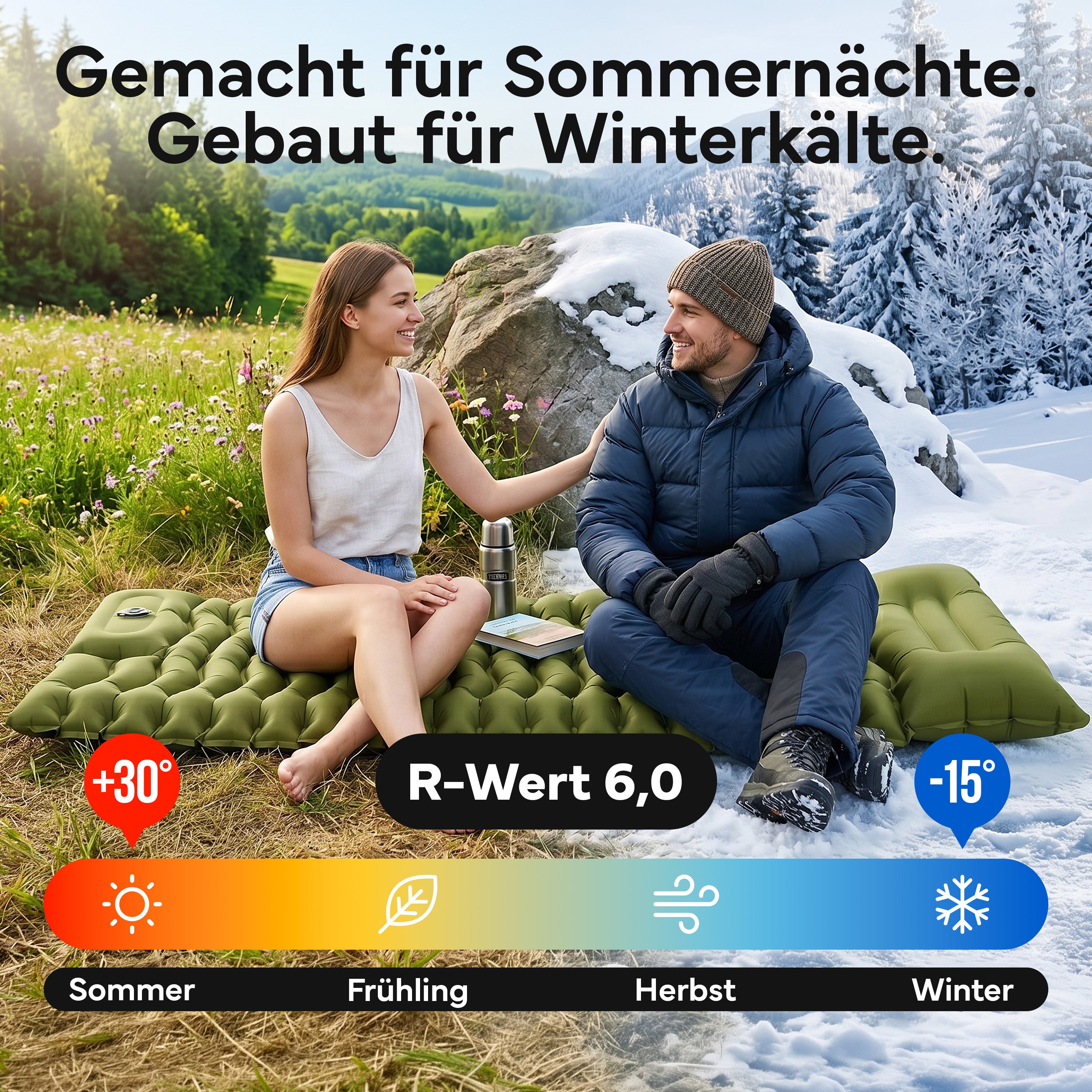 Isomatte Single - kombinierbar, integrierte Luftpumpe – Army Green | B-Ware - - Outlet von NEOLYMP | Fitnessequipment und Sportartikel