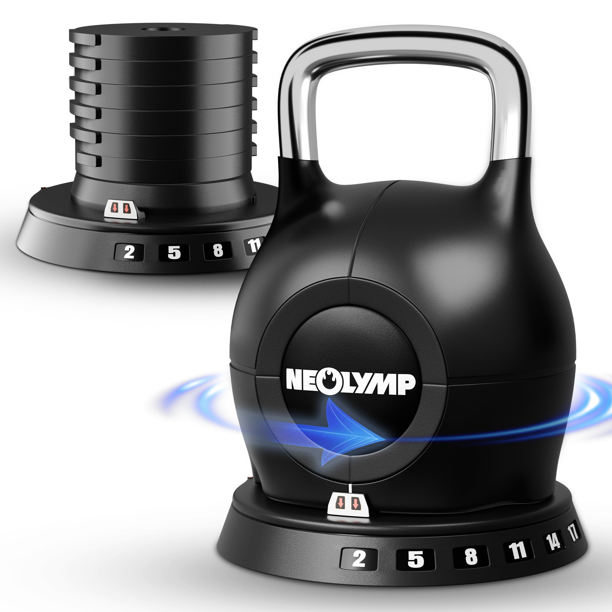 Kettlebell mit verstellbarem Gewicht (7 in 1) (2er-Set Kettlebell verstellbar 1.5-10 kg & 2-20 kg) - Kettlebell verstellbar 2-20 kg - Kettlebell von NEOLYMP | Fitnessequipment und Sportartikel