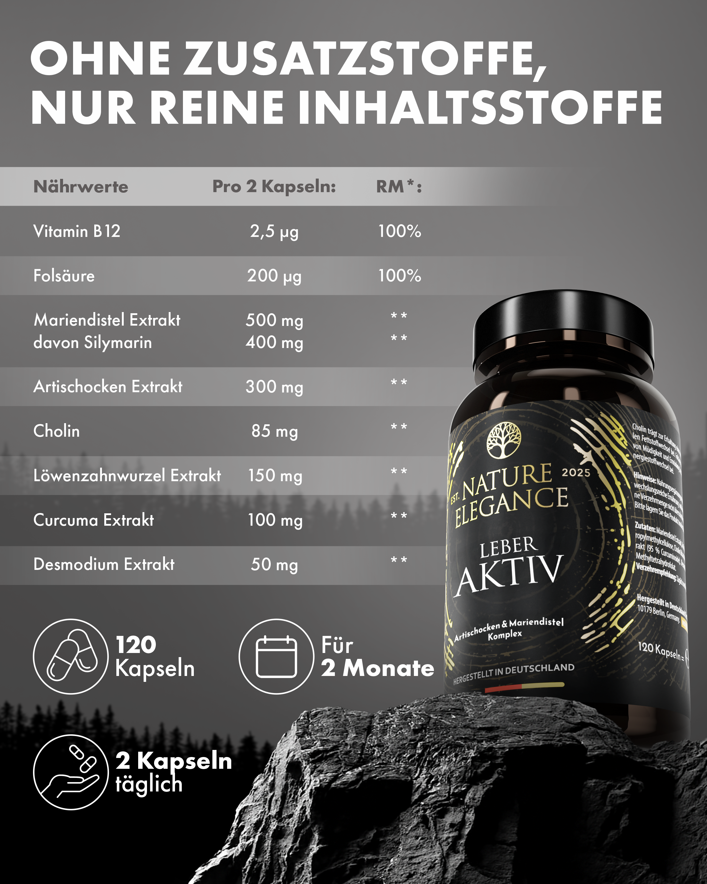 Nature Elegance - Leber Aktiv (Mariendistel Artischocke Löwenzahn Komplex) (2er Pack (240 Stück)) - - Nahrungsergänzungsmittel von NEOLYMP | Fitnessequipment und Sportartikel