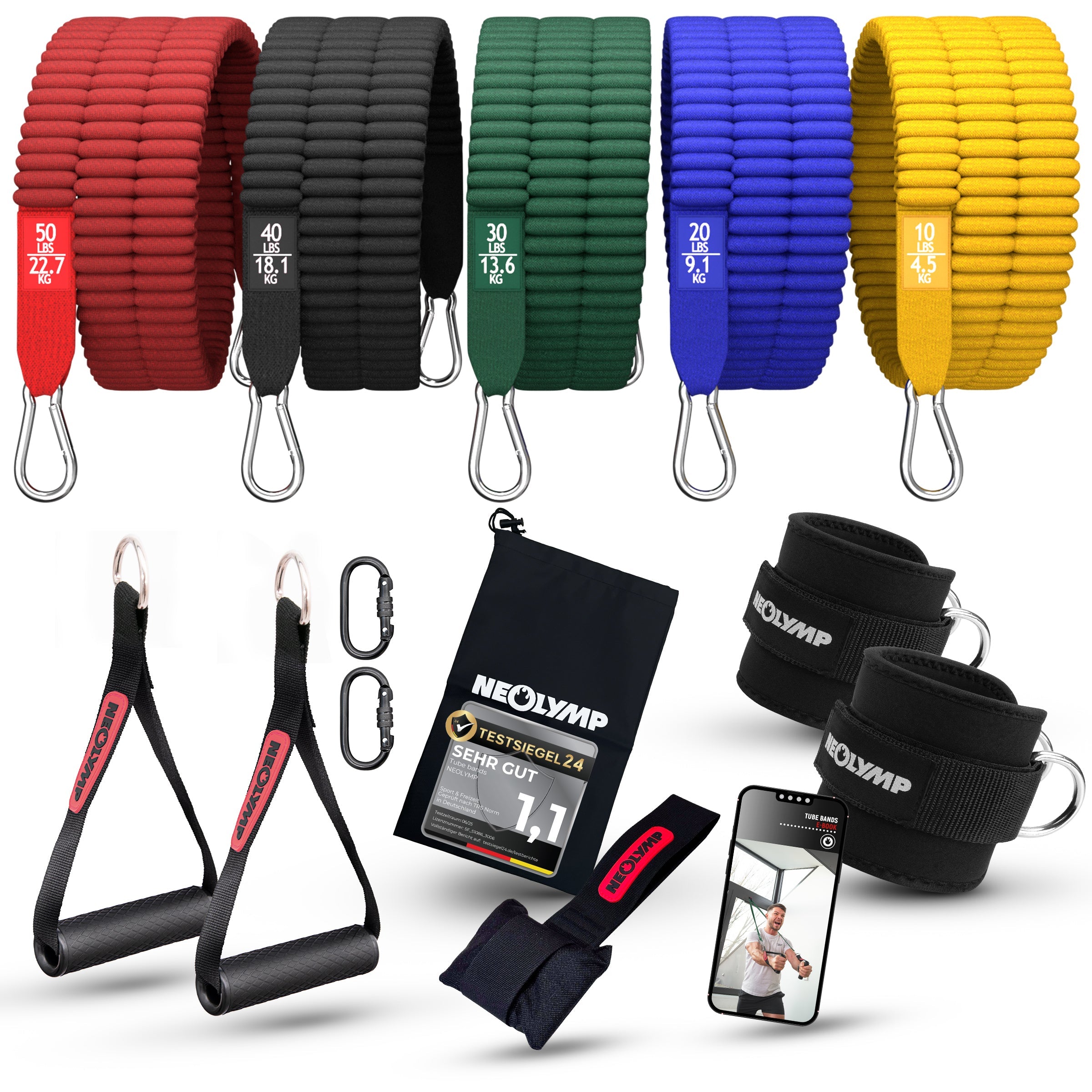 Tube Bands Set inkl. Zubehör – Default Title (B‑Ware) - - Outlet von NEOLYMP | Fitnessequipment und Sportartikel