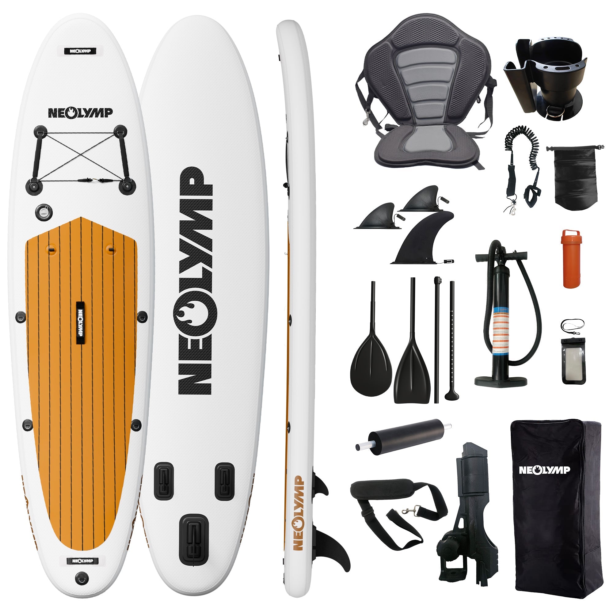 Stand-Up Paddle Board (SUP) Komplettset (13-teilig) – Holzoptik (B‑Ware) - - Outlet von NEOLYMP | Fitnessequipment und Sportartikel