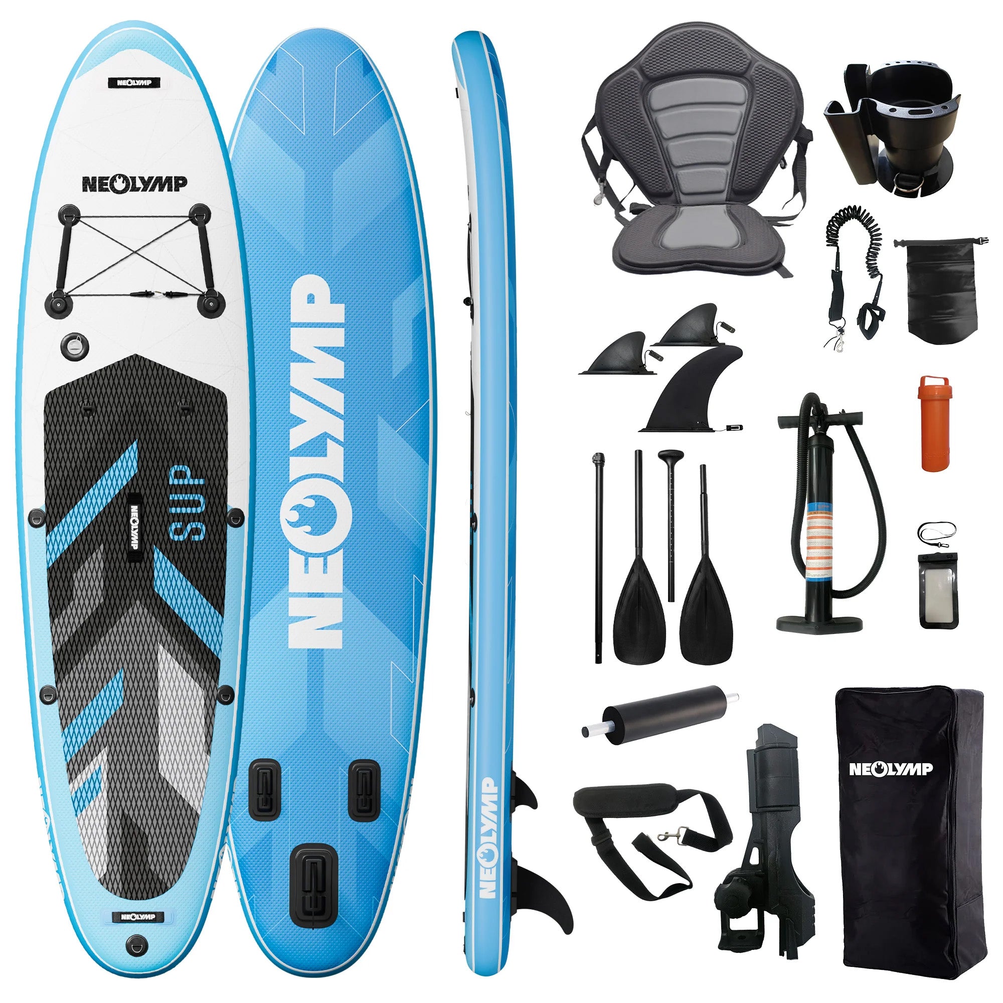 Stand-Up Paddle Board (SUP) + 13-teiliges Komplettset - Blau - Wassersport von NEOLYMP | Fitnessequipment und Sportartikel