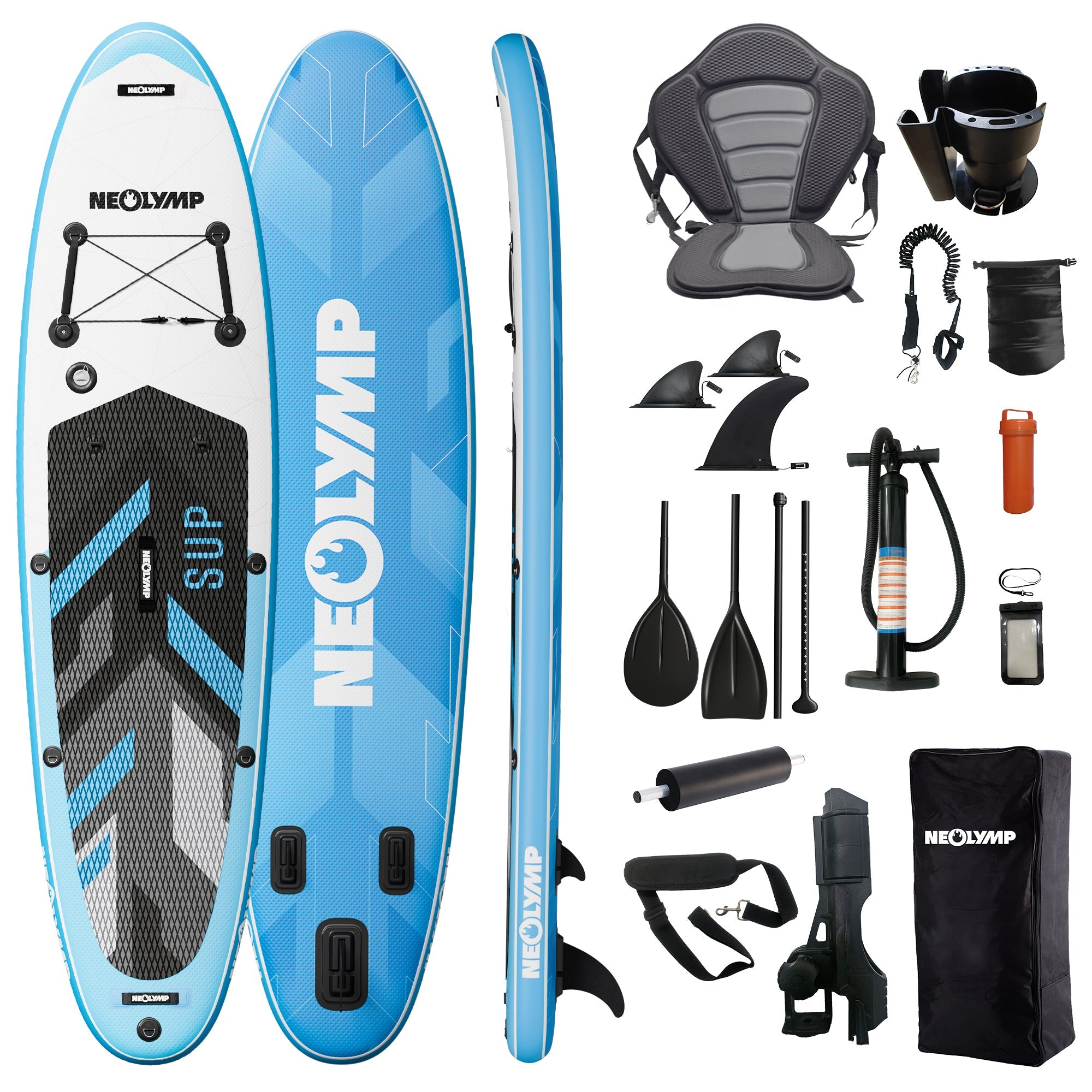 Stand-Up Paddle Board (SUP) Komplettset (13-teilig) – Blau (B‑Ware) - - Outlet von NEOLYMP | Fitnessequipment und Sportartikel