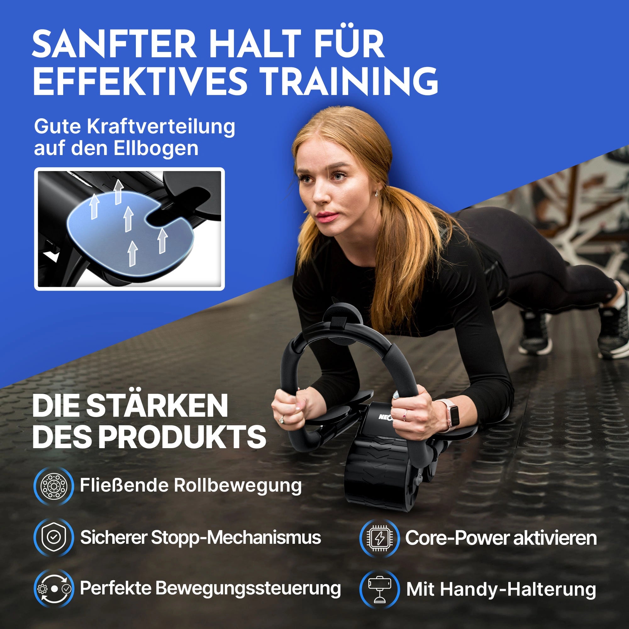 Bauchroller mit Ellbogenpolster - - Bauchtrainer von NEOLYMP | Fitnessequipment und Sportartikel