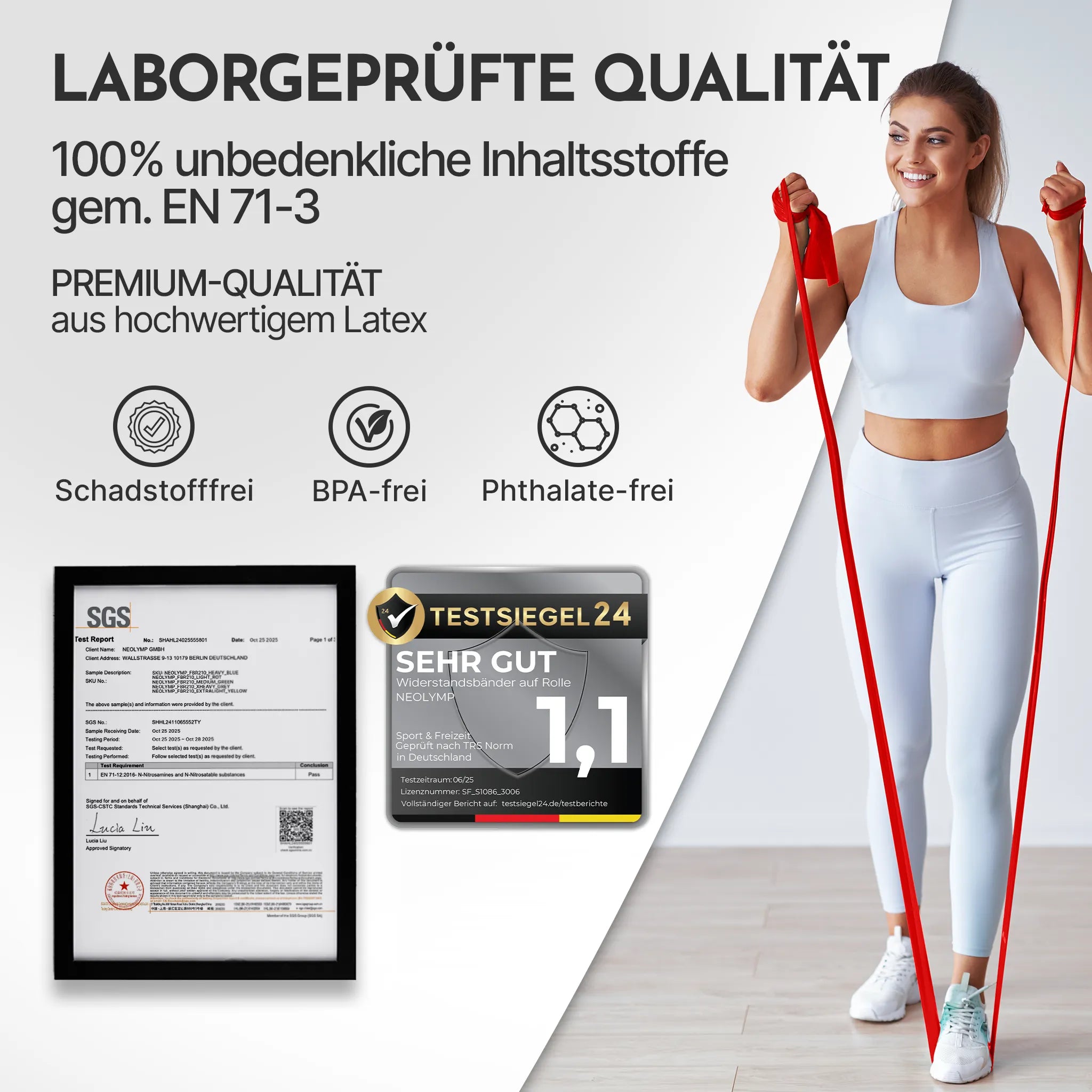 Elastisches Widerstandsband auf Rolle TPE verschiedene Längen – Extra leicht (Gelb) / 23 Meter (B‑Ware) - - Outlet von NEOLYMP | Fitnessequipment und Sportartikel