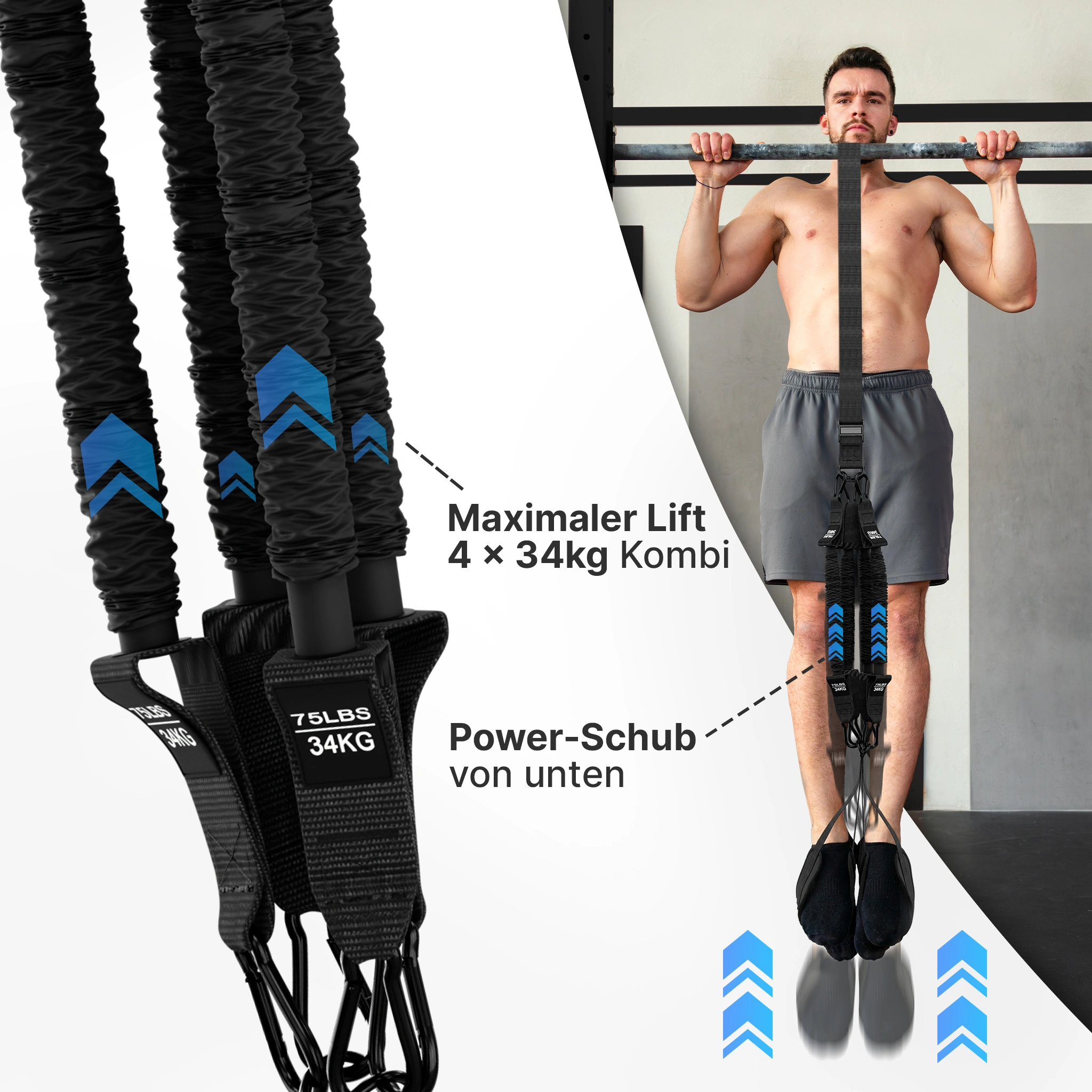 Klimmzughilfe - mit Fußschlaufen und 4-Bänder-System - - Zubehör von NEOLYMP | Fitnessequipment und Sportartikel